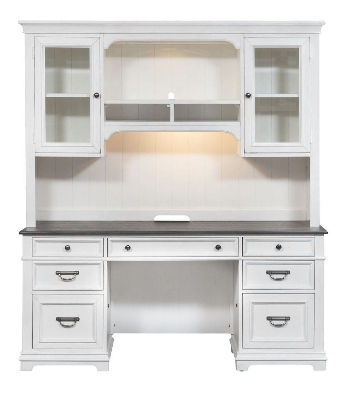 Allyson Park Wood Office Set | 7-Drawer Desk & Hutch