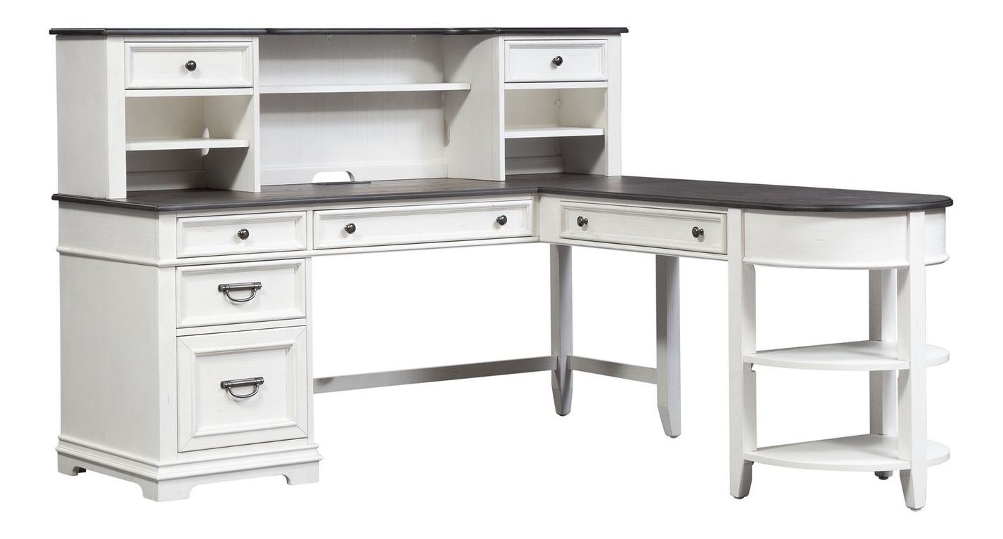 Allyson Park Wood Office Set | 7-Drawer Desk & Hutch