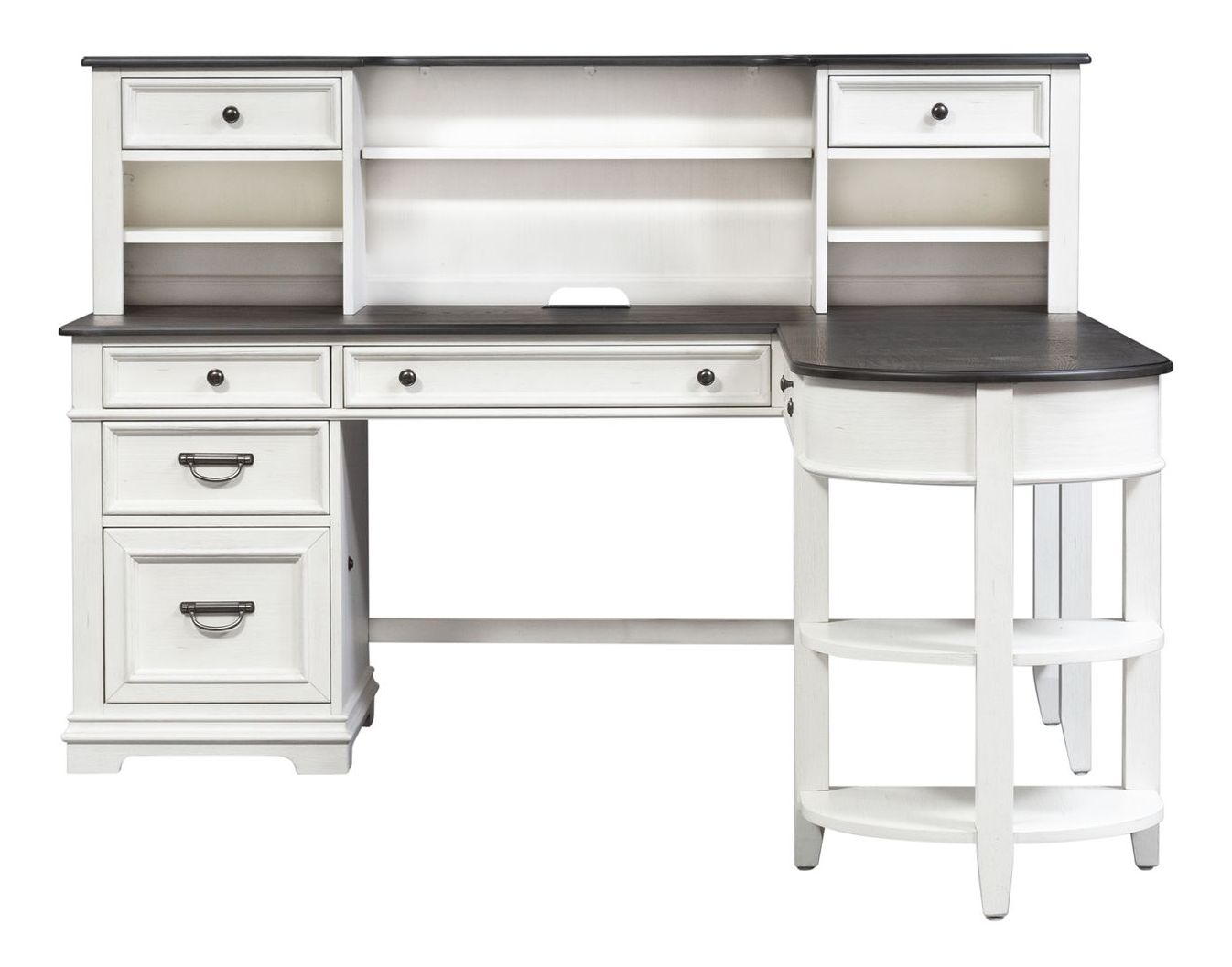 Allyson Park L Shaped Wood Desk Set w/7 Drawers