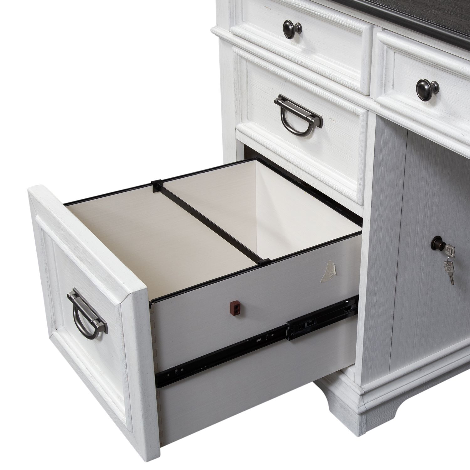 Allyson Park L Shaped Wood Desk Set w/7 Drawers