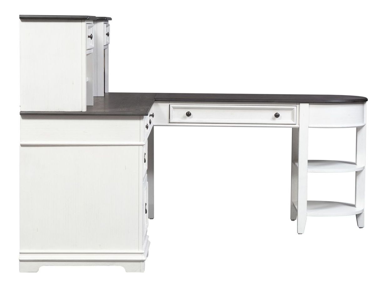 Allyson Park L Shaped Wood Desk Set w/7 Drawers