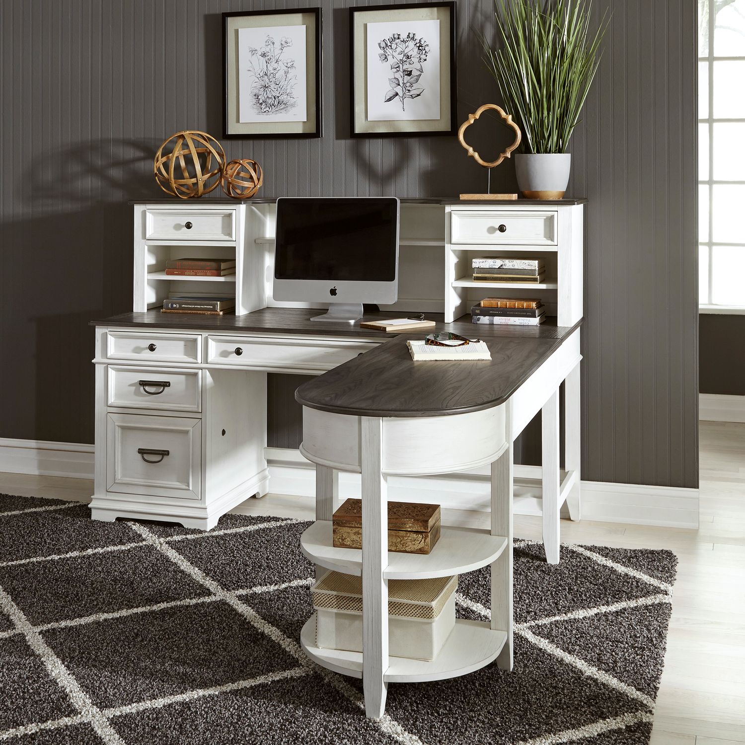 Allyson Park Wood Office Set | 7-Drawer Desk & Hutch
