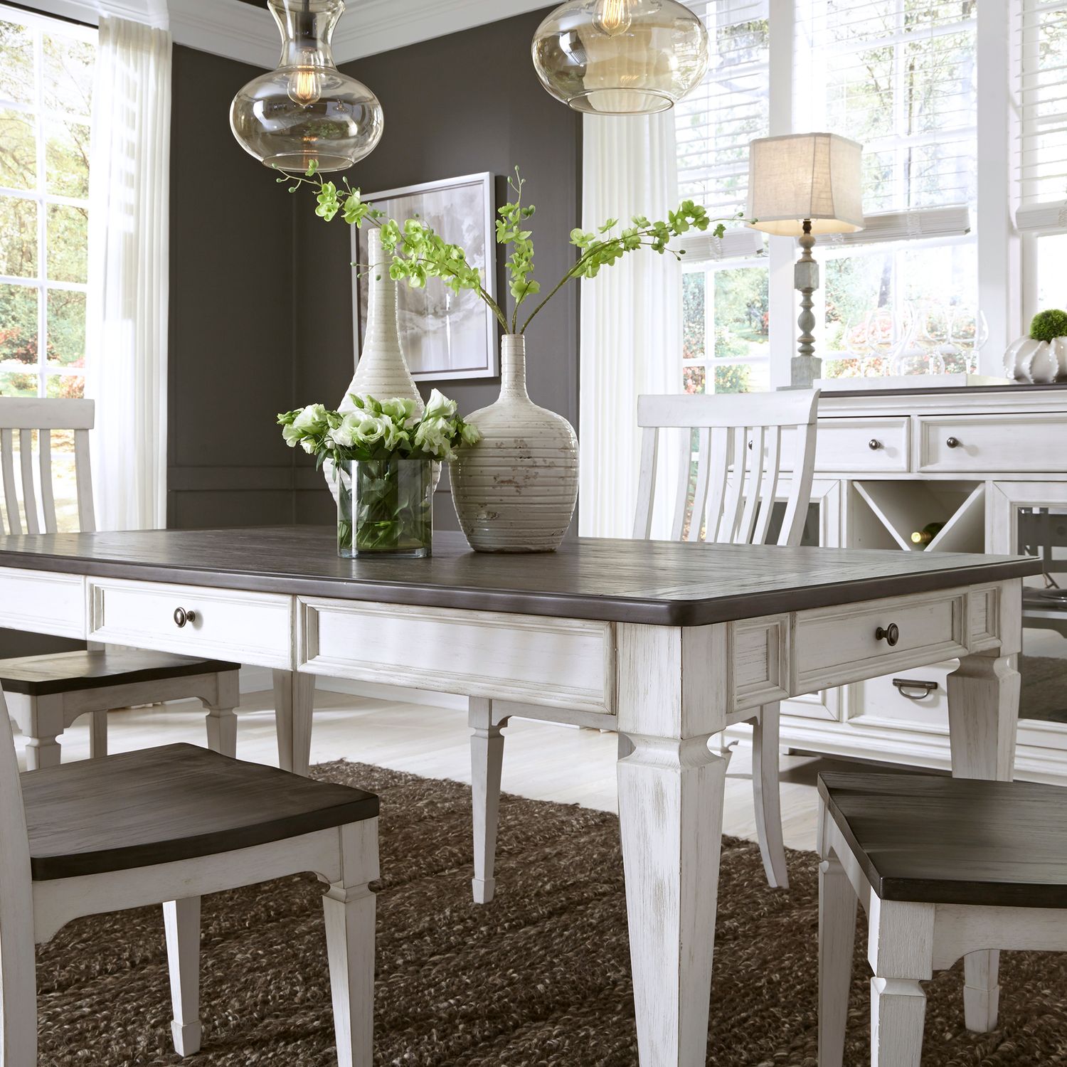 Allyson Park Rectangular Wood Dining Table w/4 Drawers