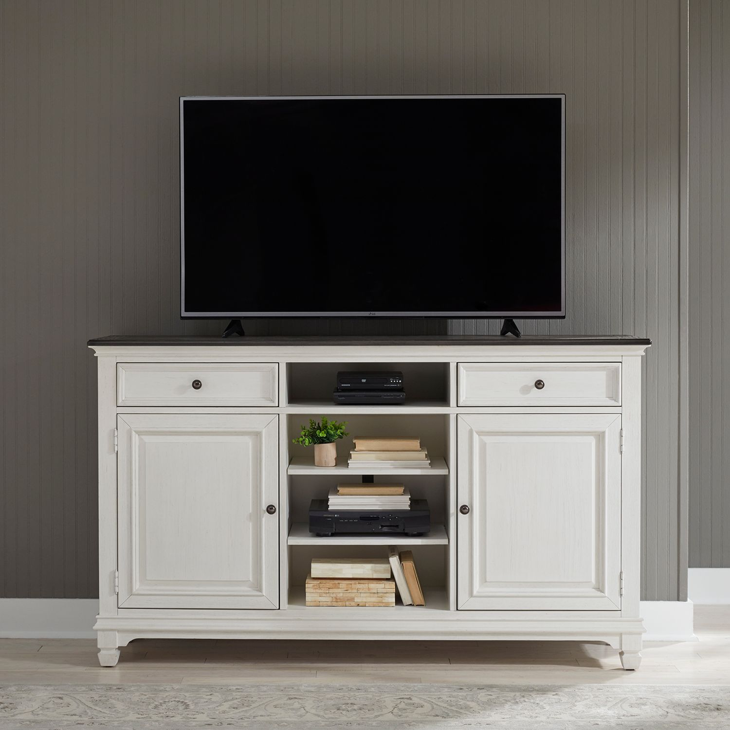 Allyson Park Wood 68-Inch Highboy TV Console w/2 Drawers & 2 Doors