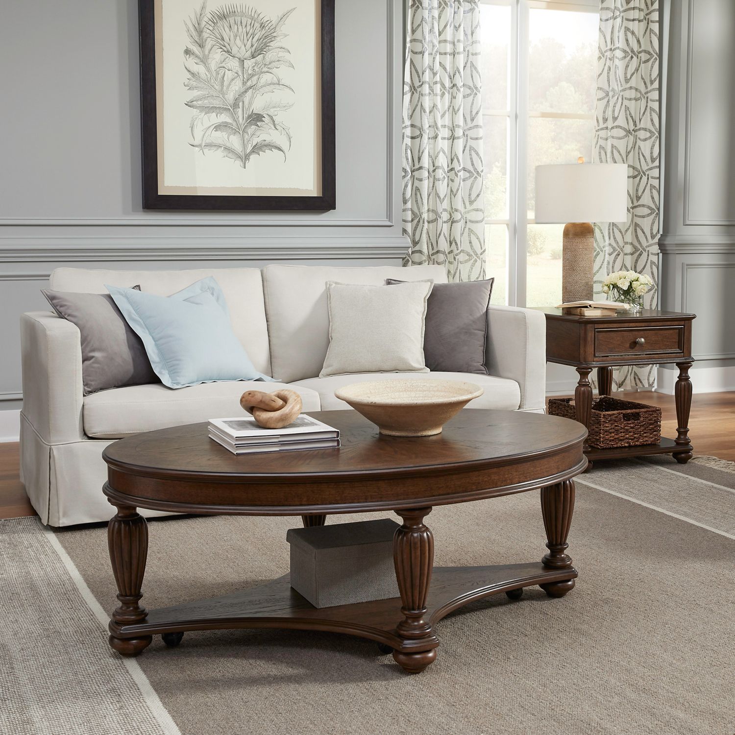 Allington Oval Wood Cocktail Table Set w/ End Tables
