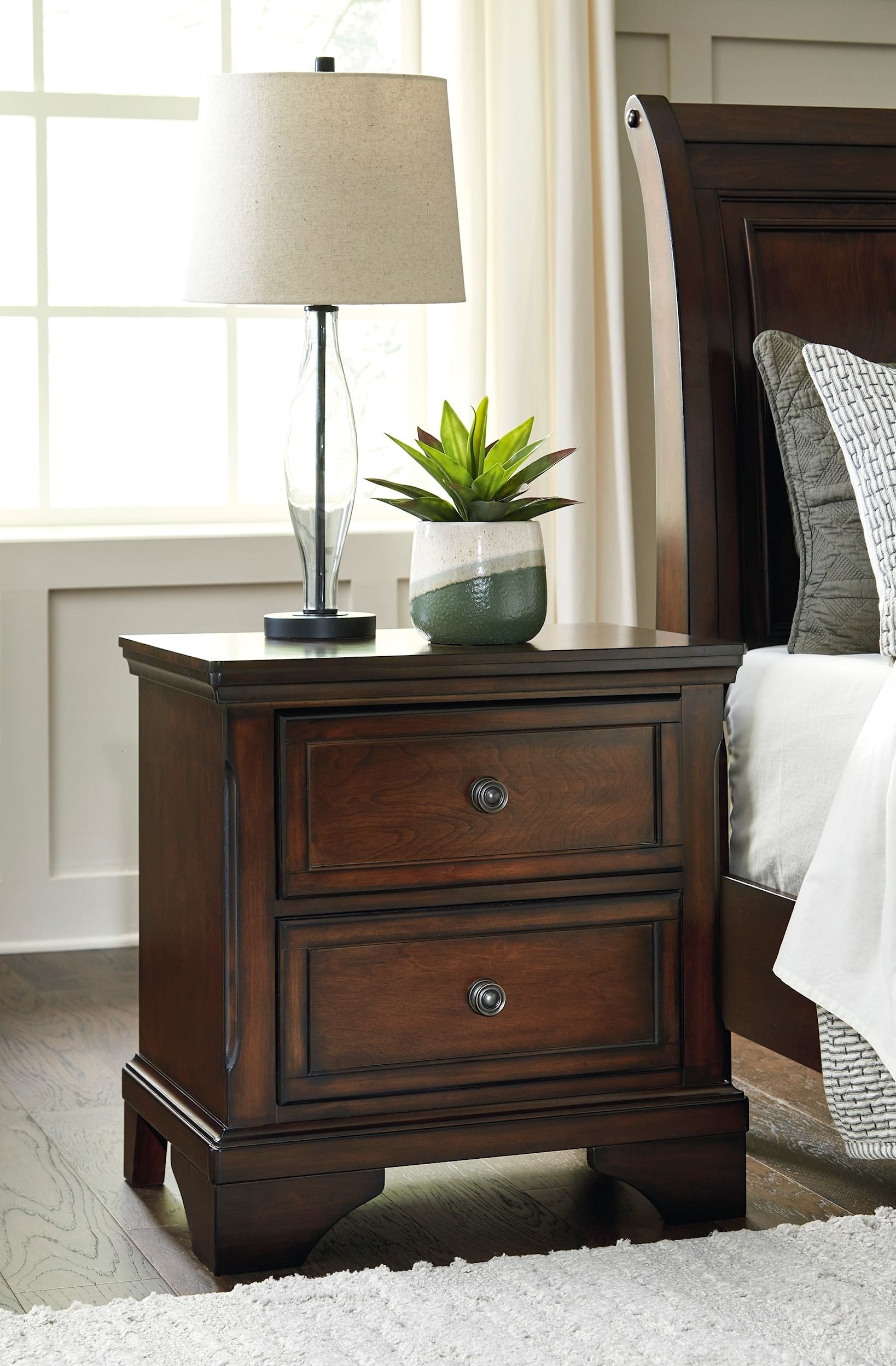 Ashley SM Brookbauer 2-Drawer Wood Veneer Nightstand