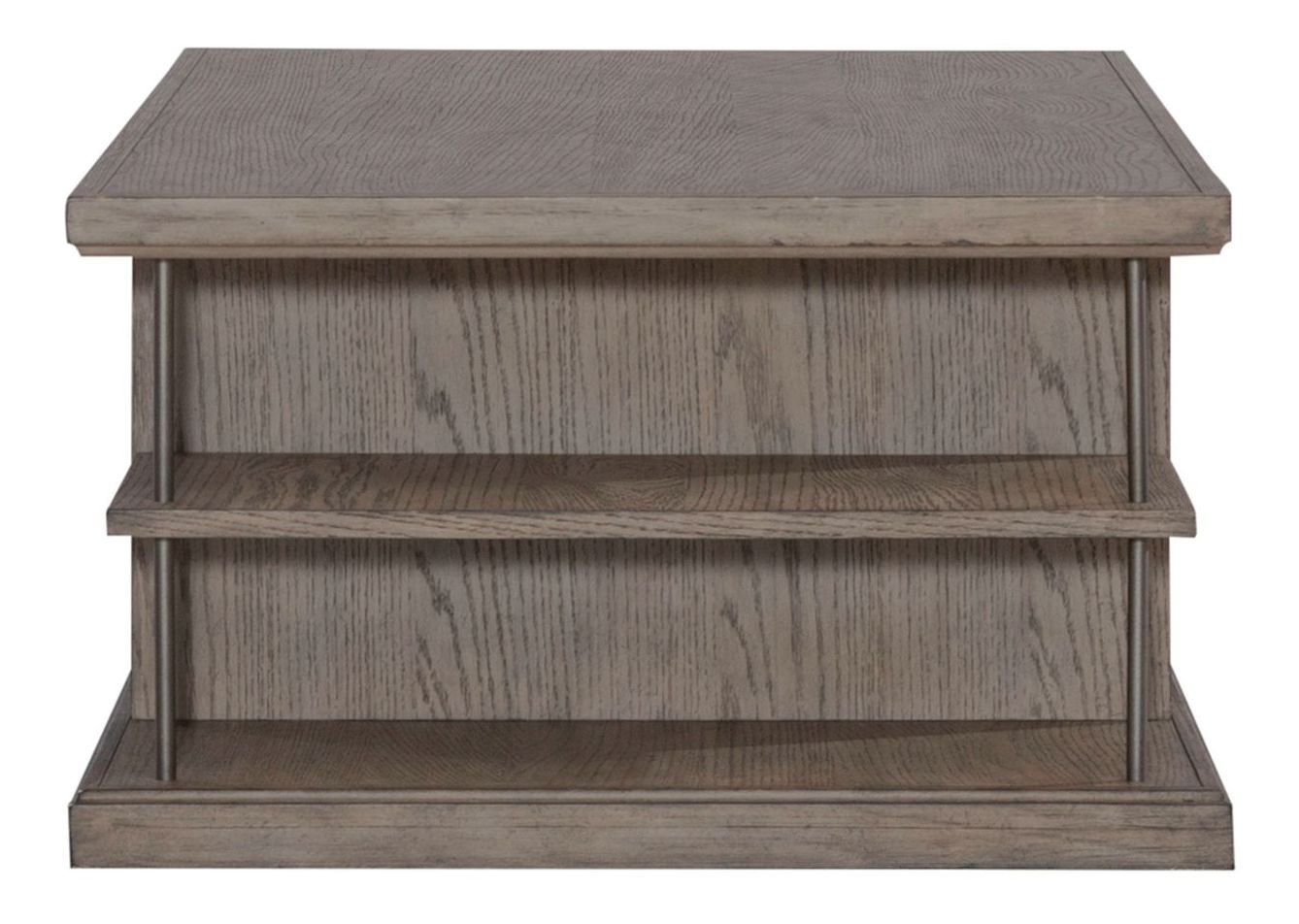 City Scape Rectangular Wood Storage Cocktail Table w/Casters