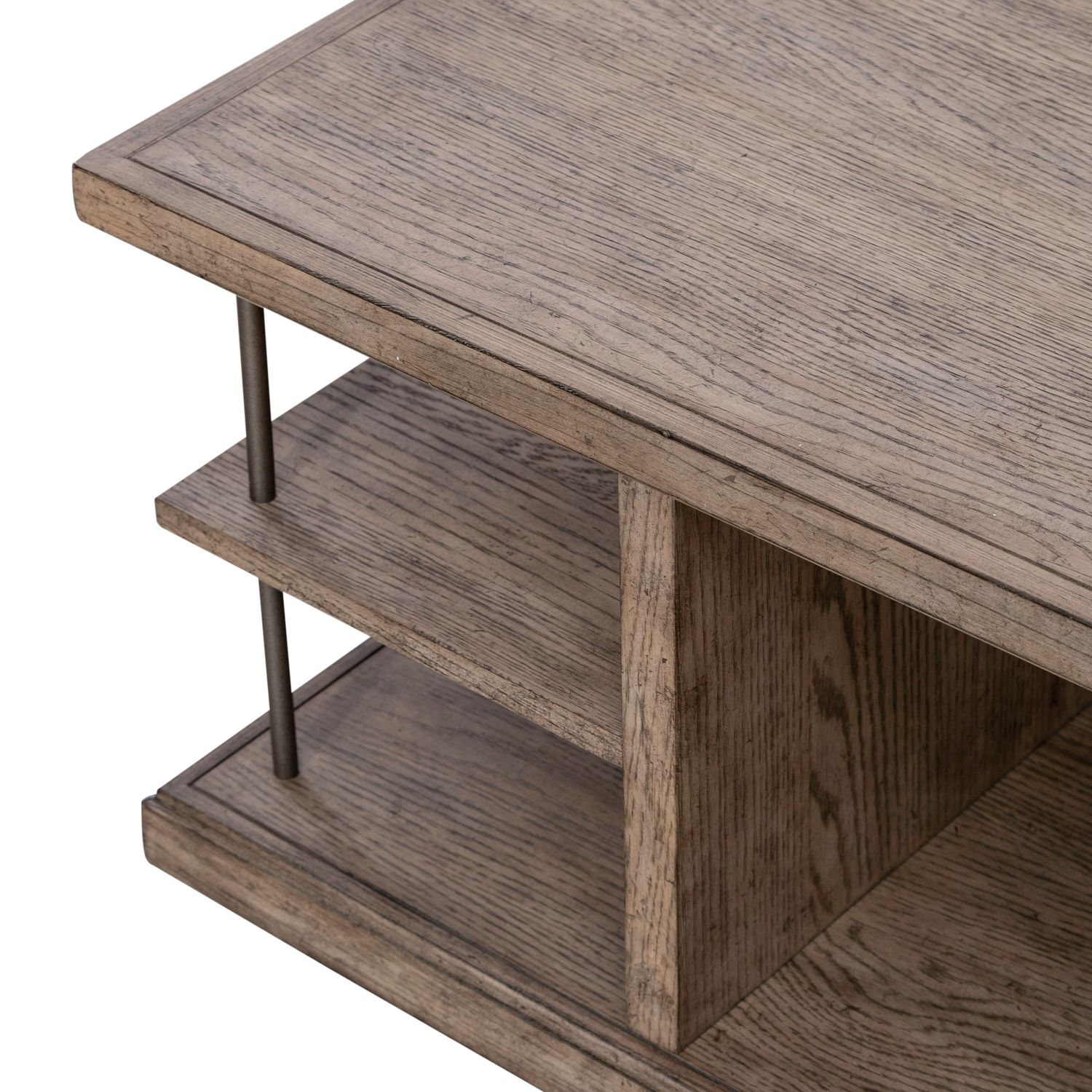 City Scape Rectangular Wood Storage Cocktail Table w/Casters