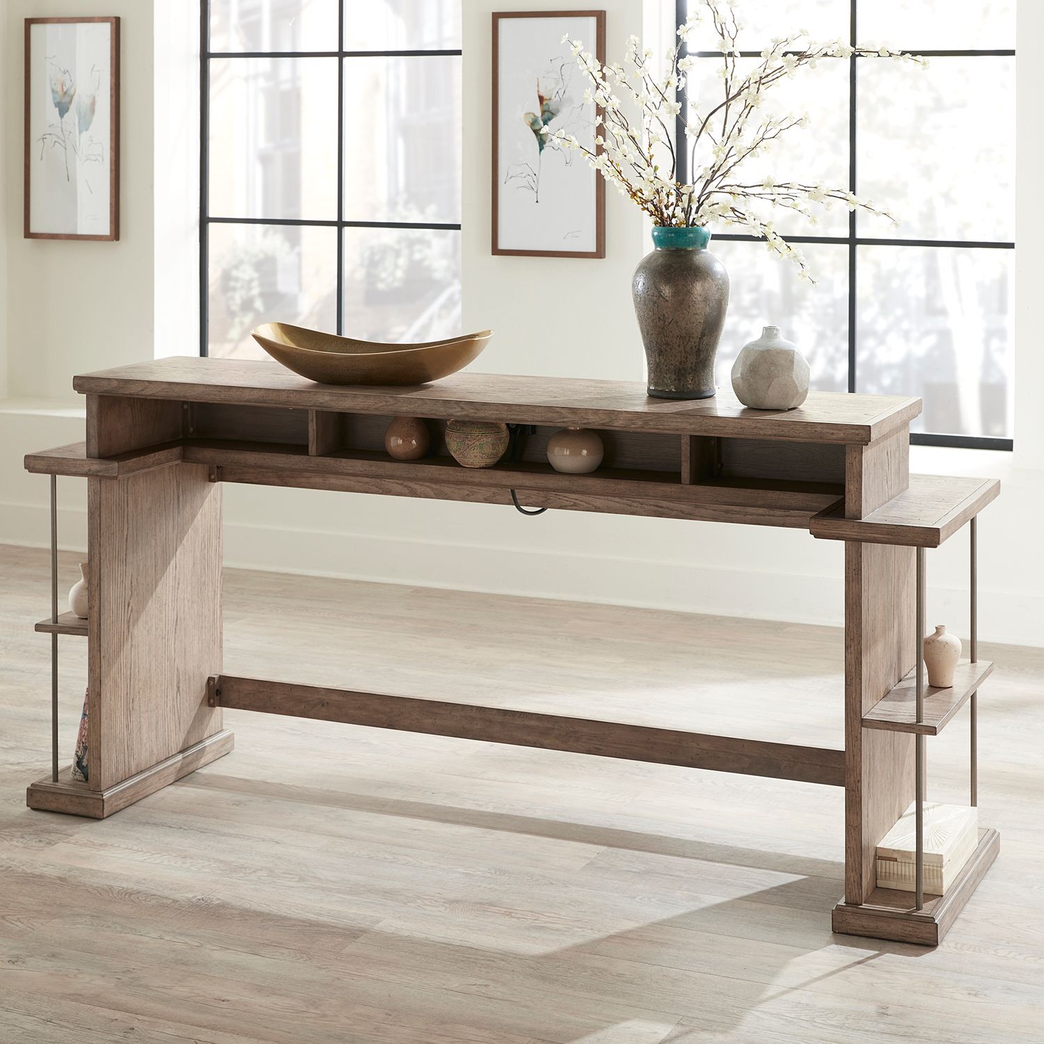 City Scape Console Bar Table with 3 Swivel Stools | Power