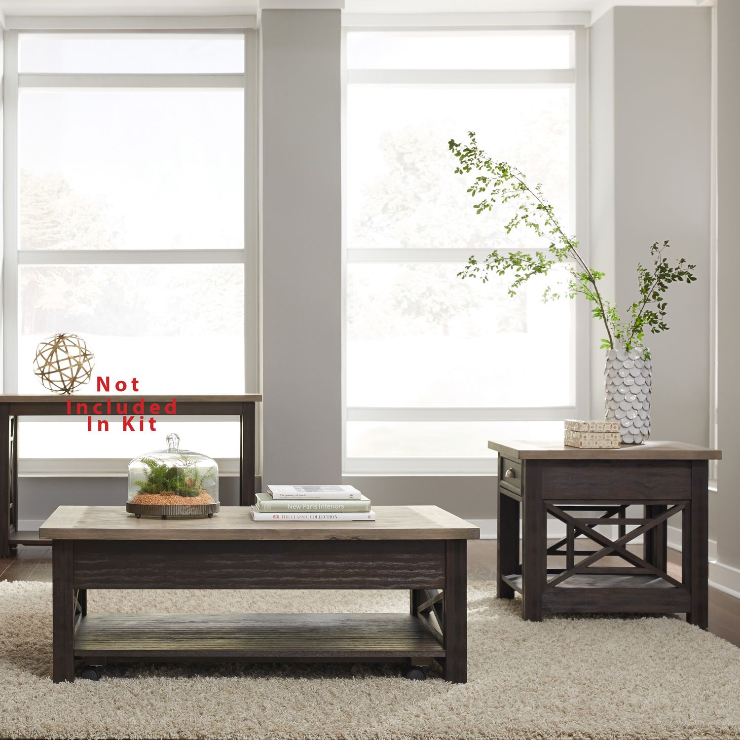 Heatherbrook 3-Piece Wood Cocktail Table Set | Rustic Style