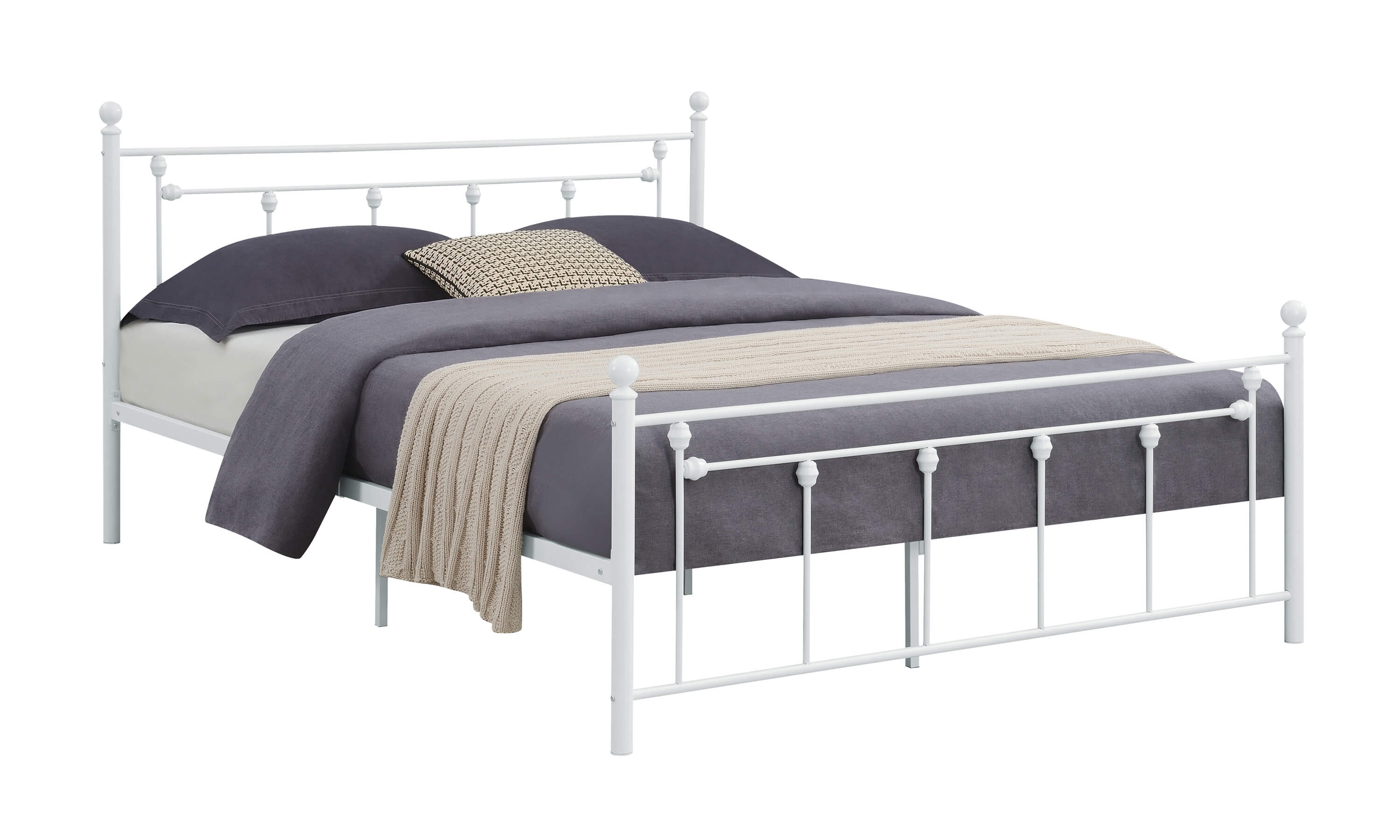 Canon Metal Slatted Headboard Platform Bed, Queen Size