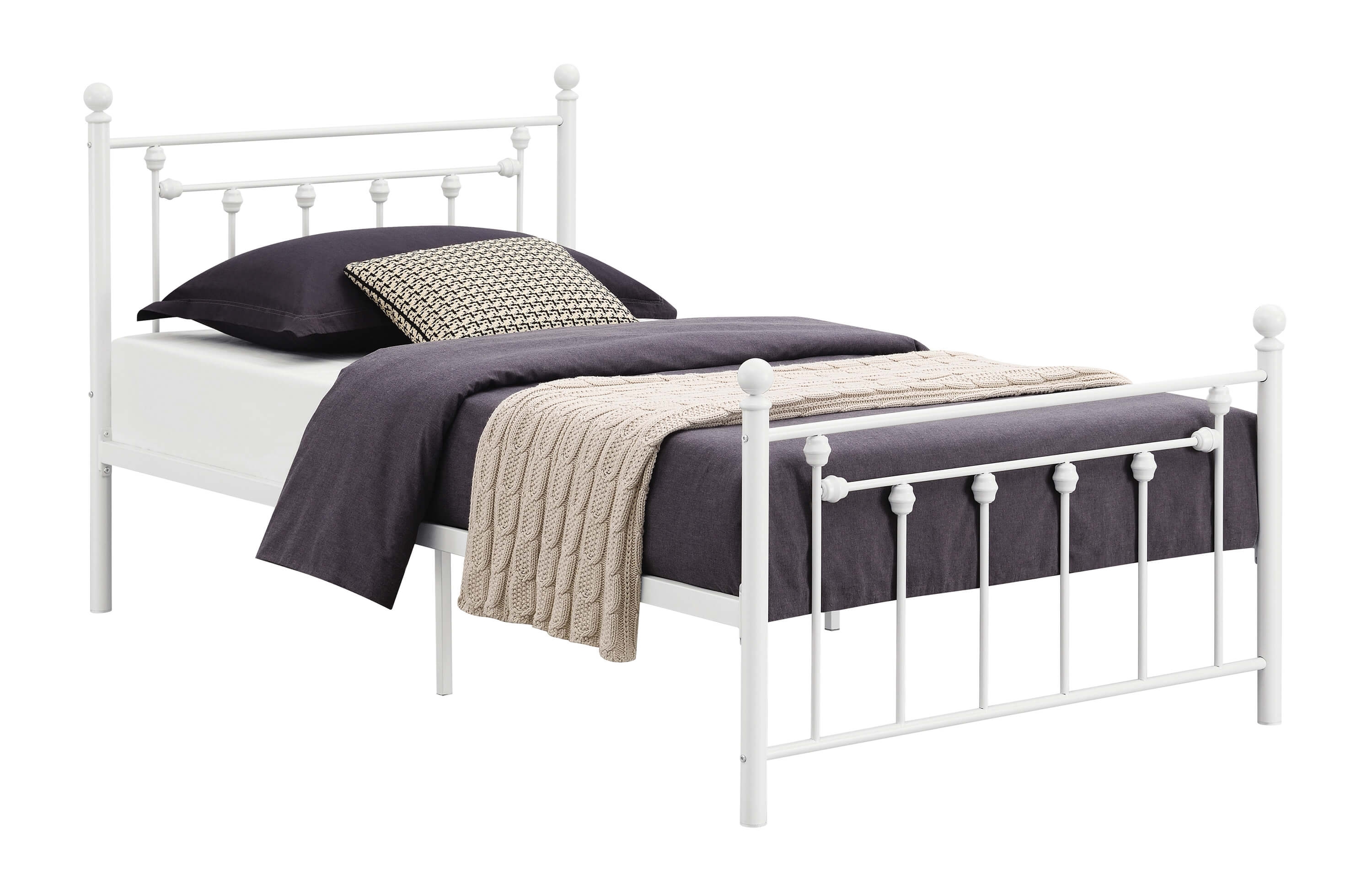 Canon Metal Slatted Headboard Platform Bed, Twin Size