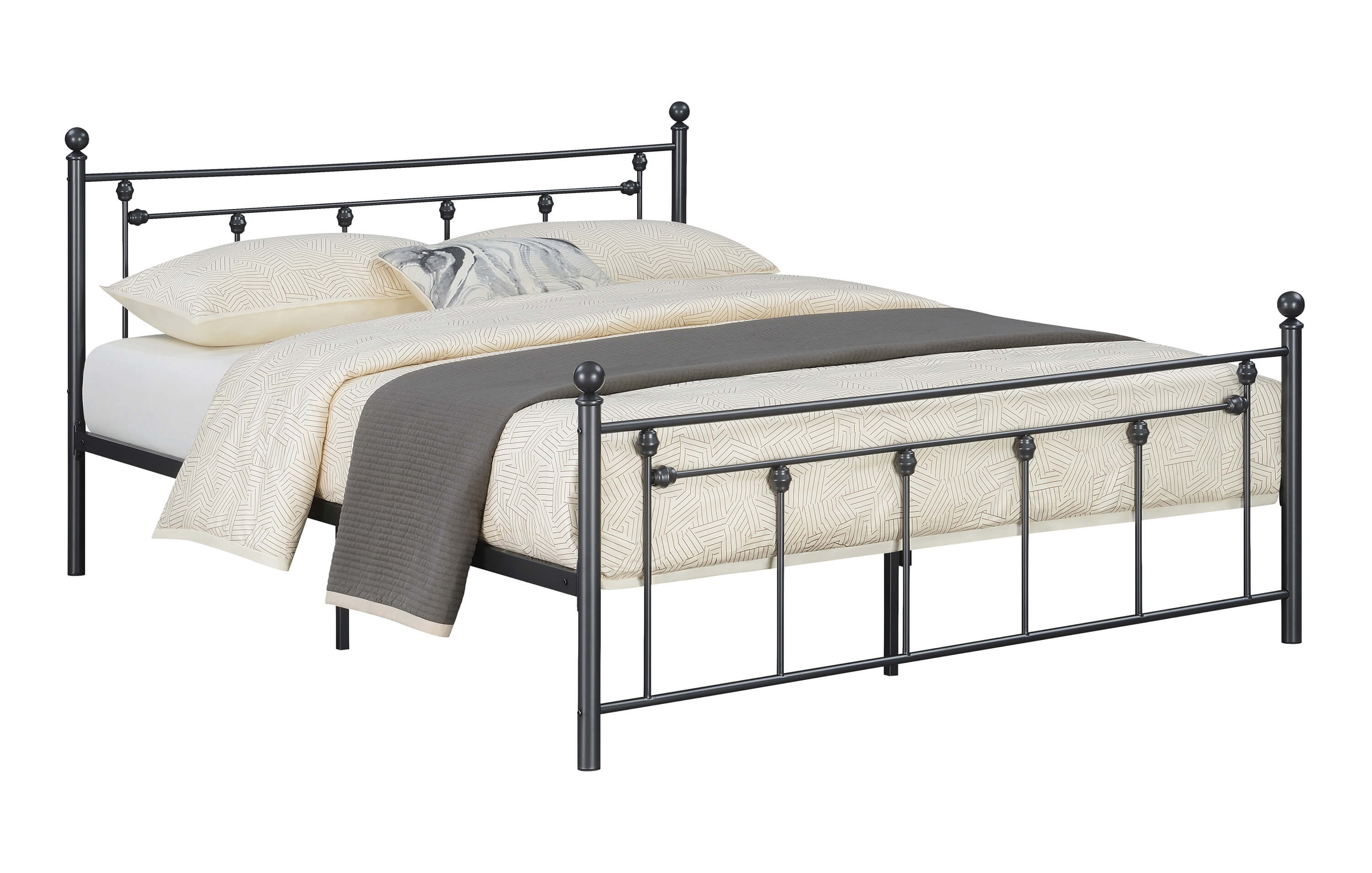 Canon Metal Slatted Headboard Platform Bed, Full Size