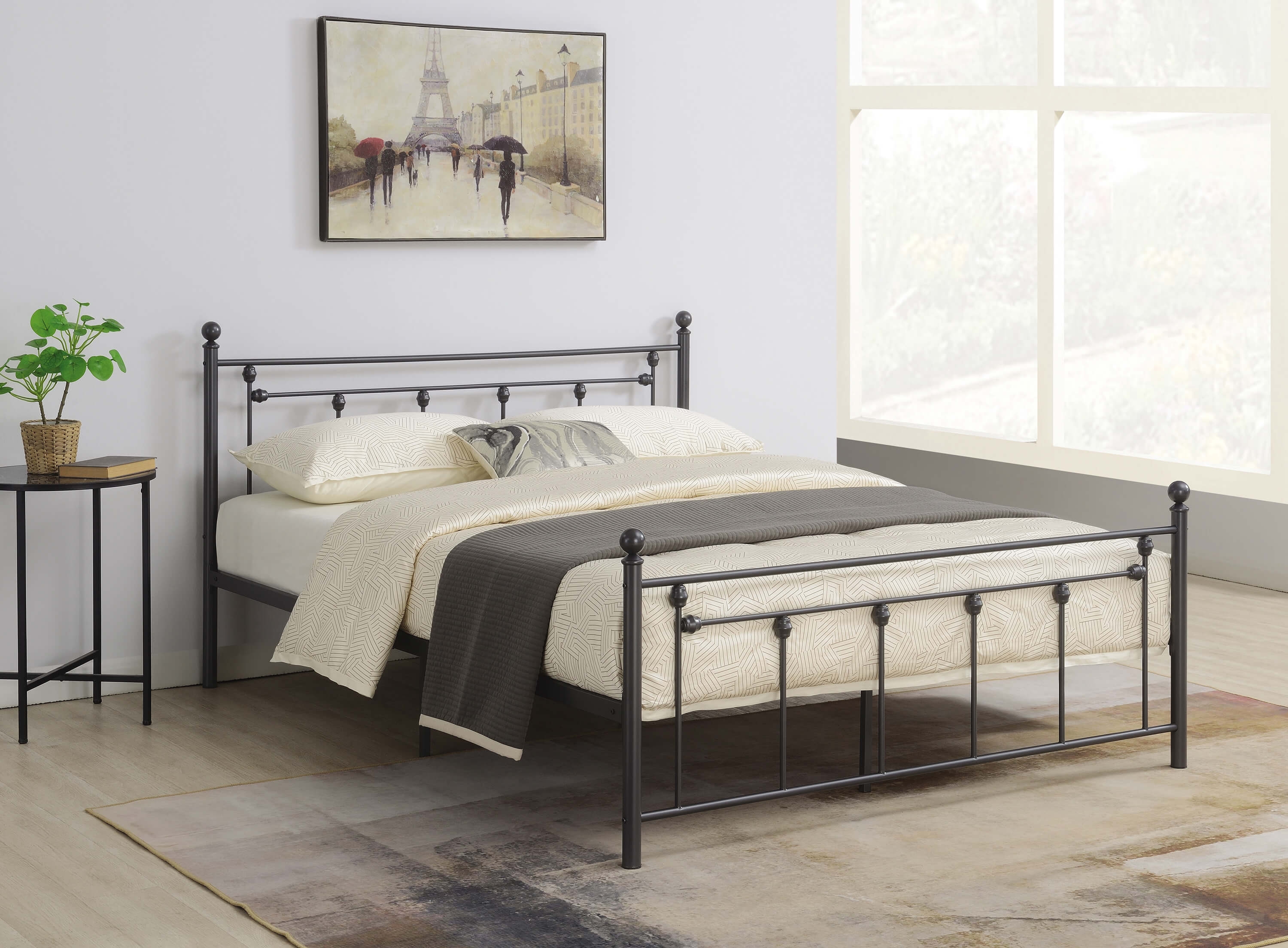 Canon Metal Slatted Headboard Platform Bed, Full Size