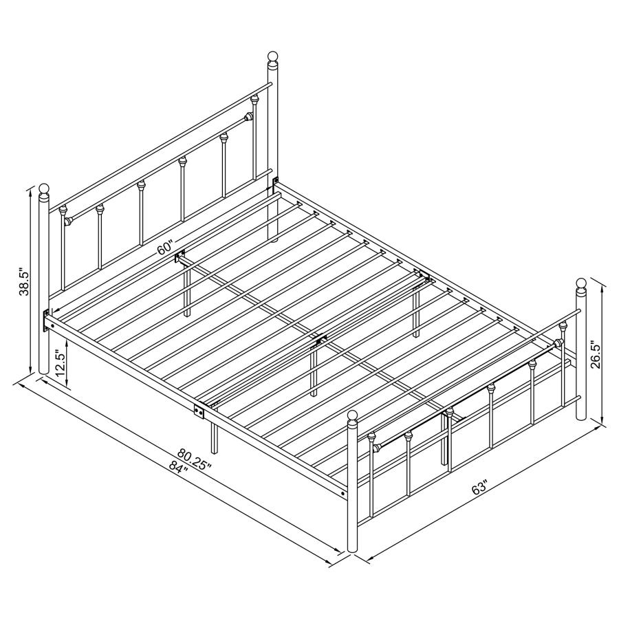Canon Metal Slatted Headboard Platform Bed, Queen Size
