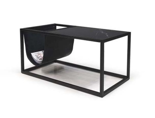 Reception Iron/Marble Coffee Table w/Magazine Rack