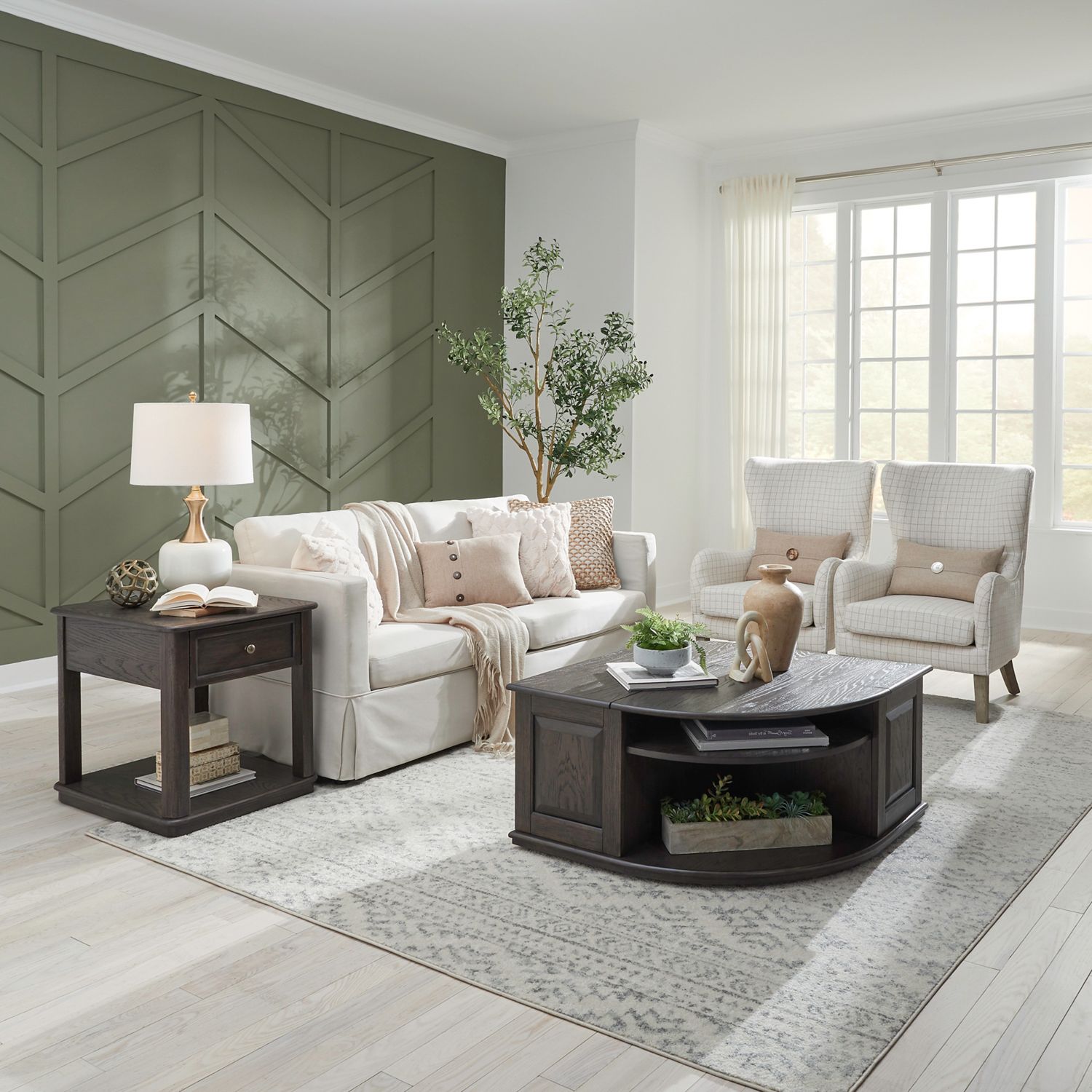 Wallace Curved Wood Storage Lift Top Cocktail Table