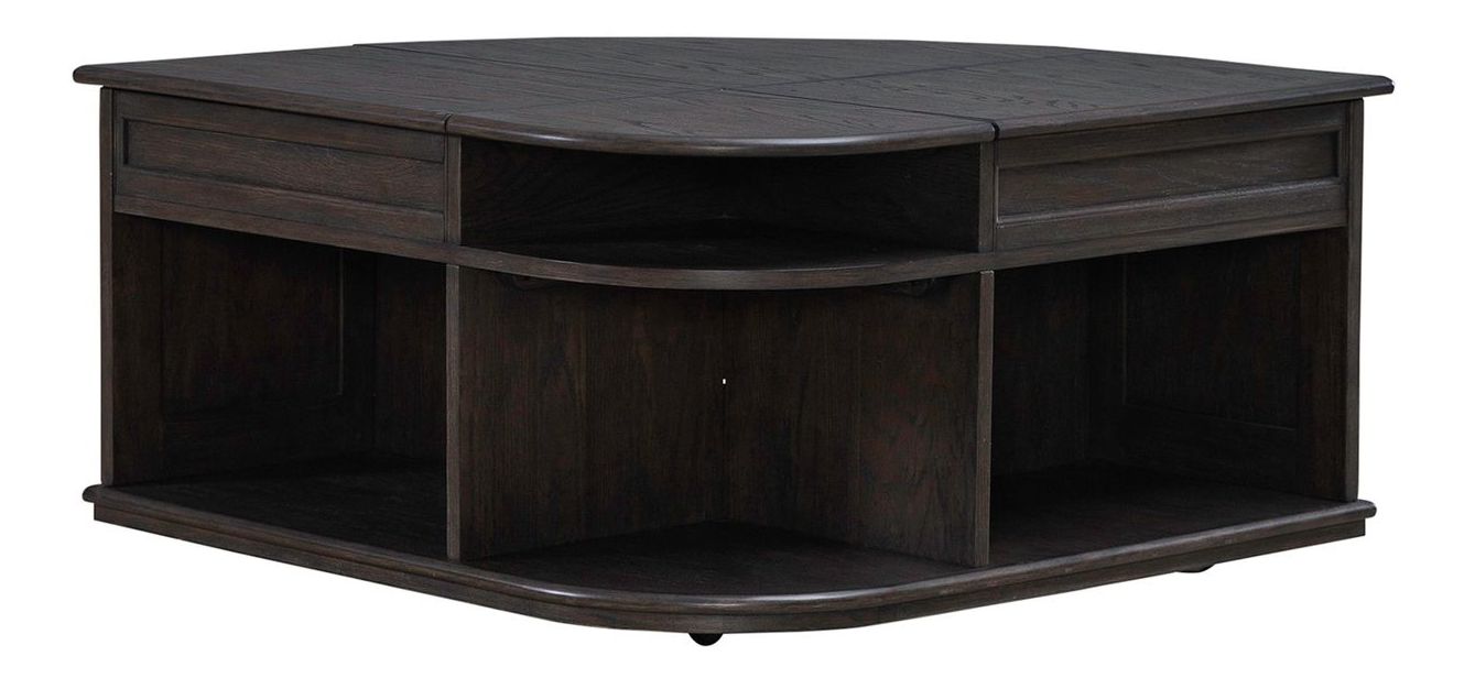 Wallace Curved Wood Storage Lift Top Cocktail Table