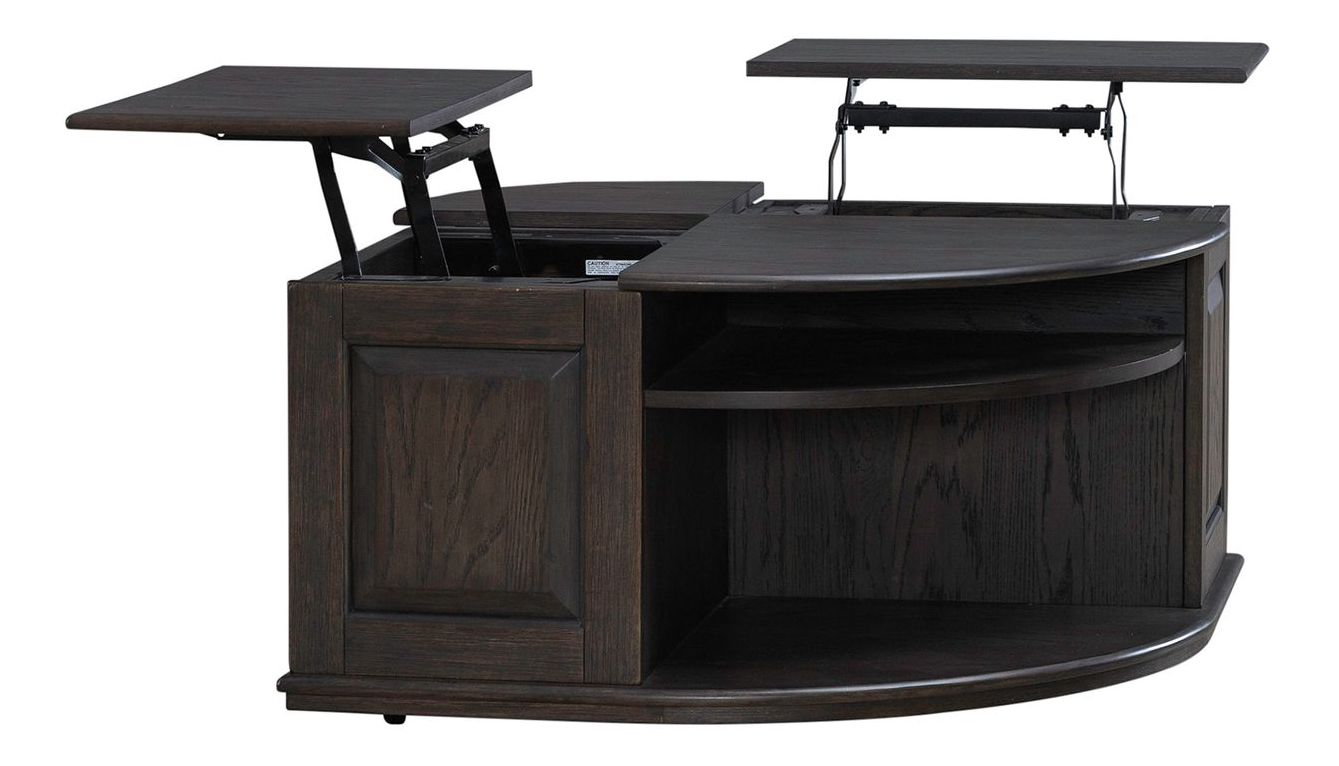 Wallace Curved Wood Storage Lift Top Cocktail Table