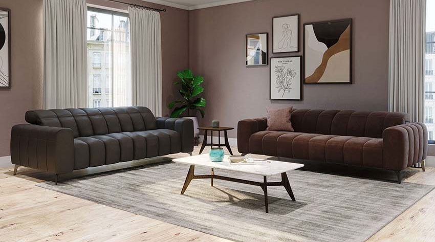 Portento Fabric/Leather Living Room Set