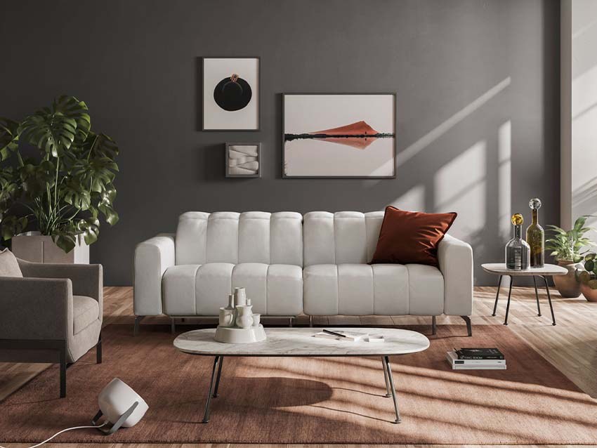 Portento Fabric/Leather Living Room Set