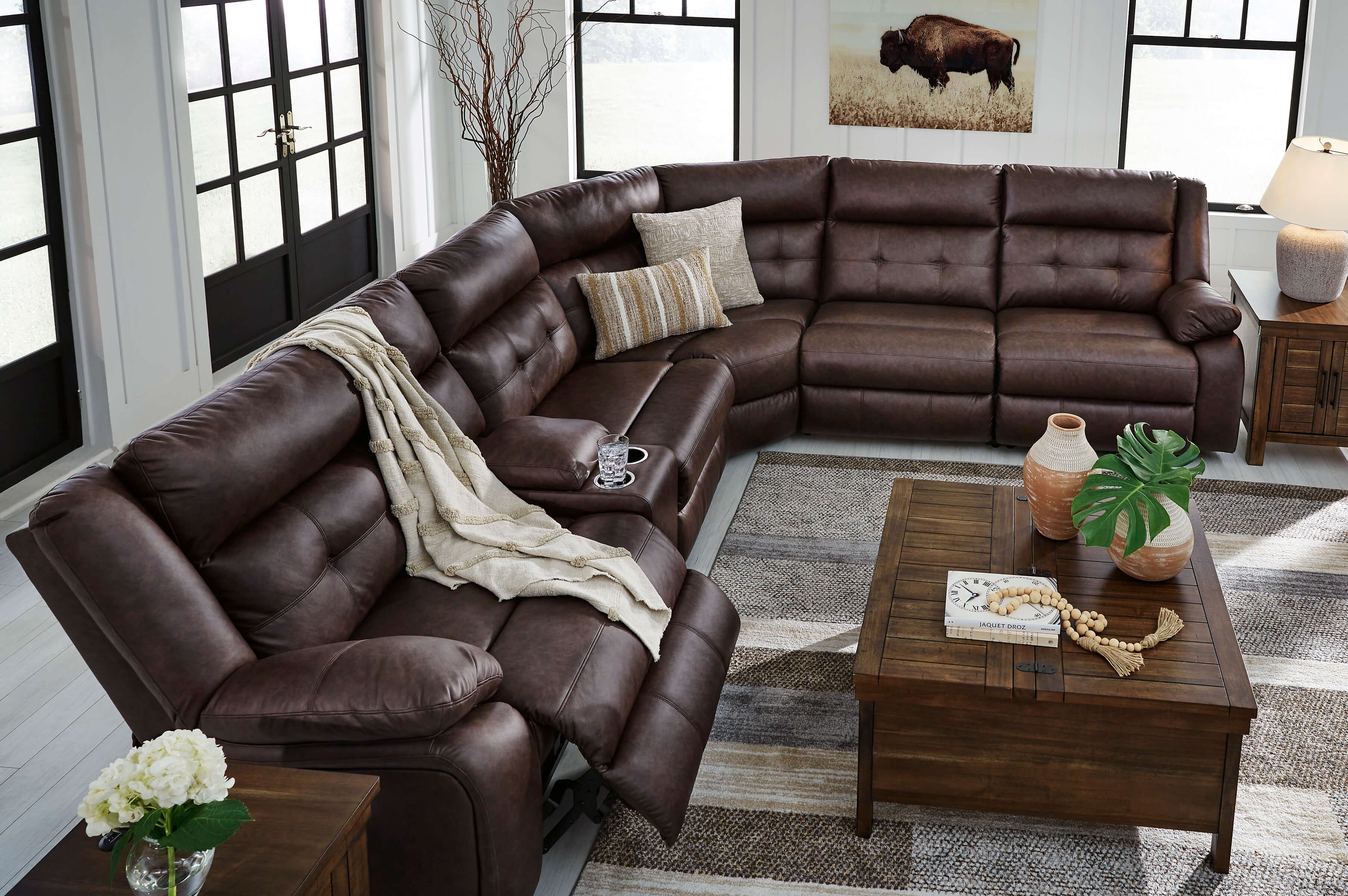 Punch Up 6-Piece Polyester/PU Power Reclining Sectional Sofa