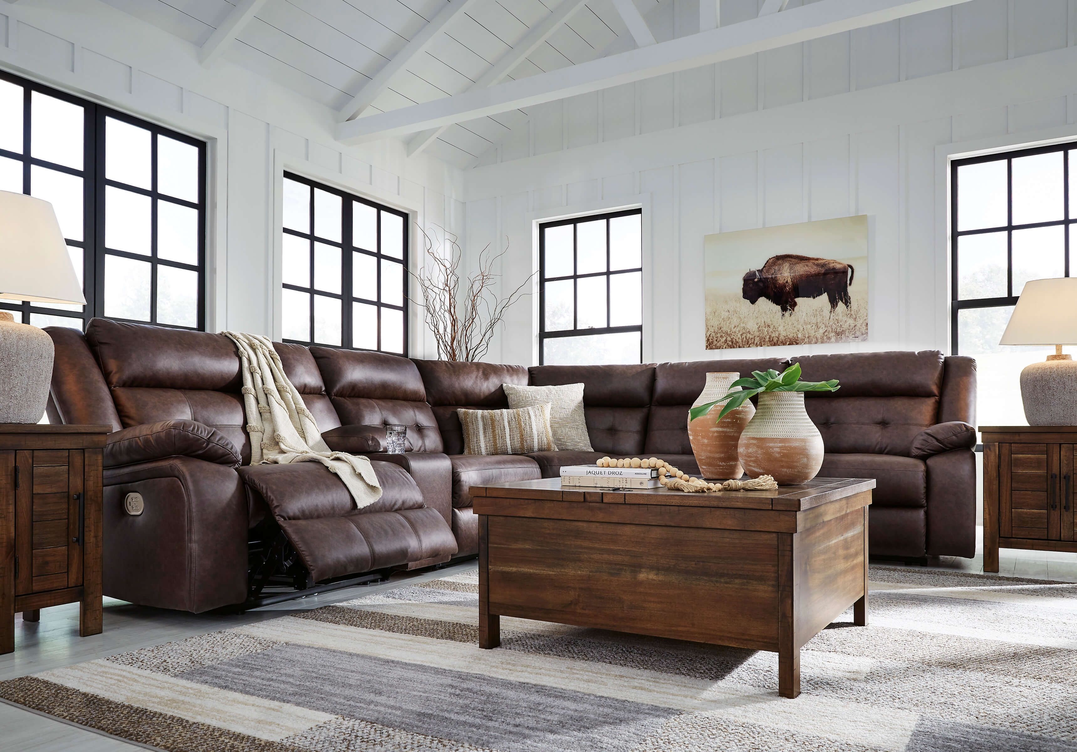 Punch Up 6-Piece Polyester/PU Power Reclining Sectional Sofa