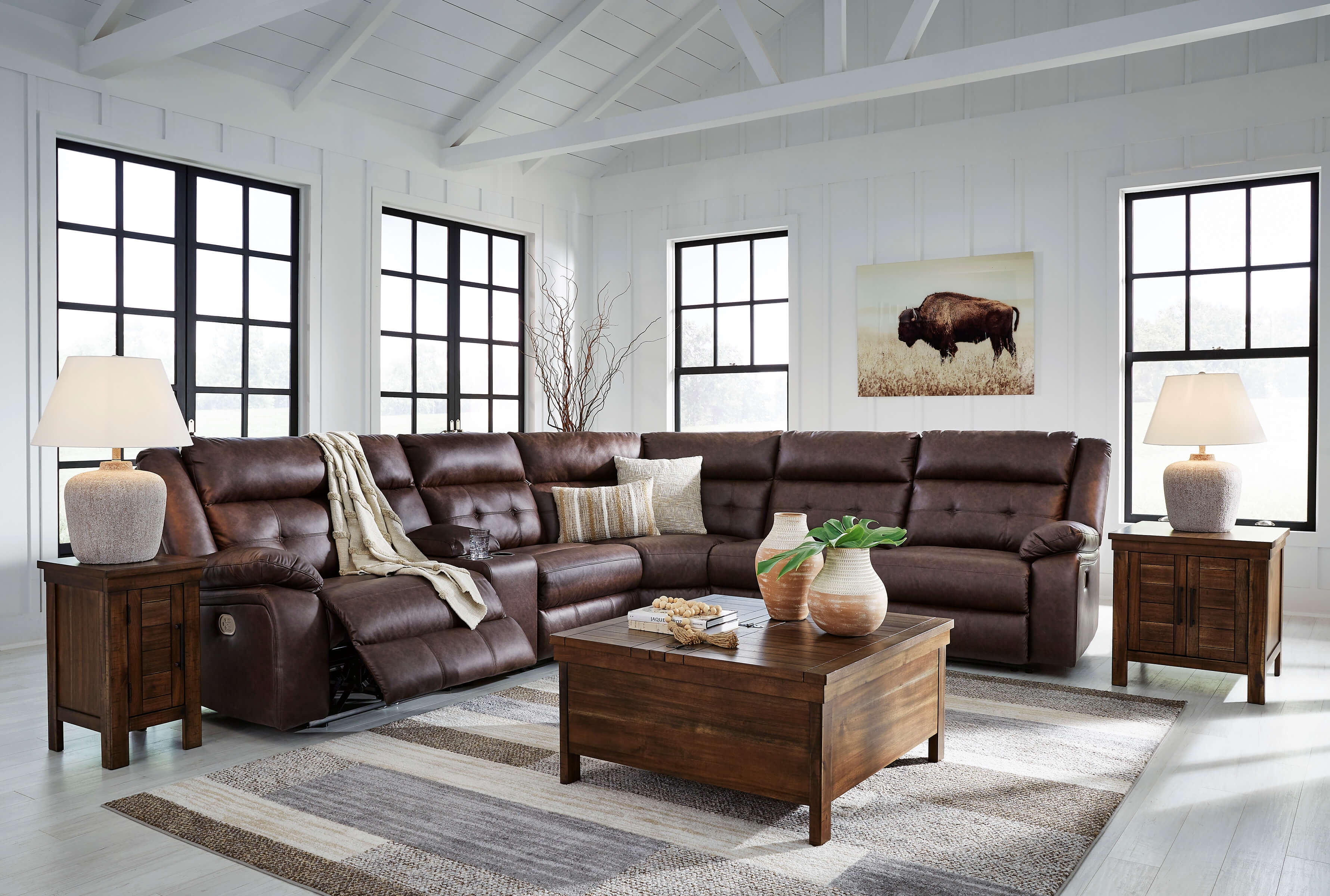 Punch Up 6-Piece Polyester/PU Power Reclining Sectional Sofa