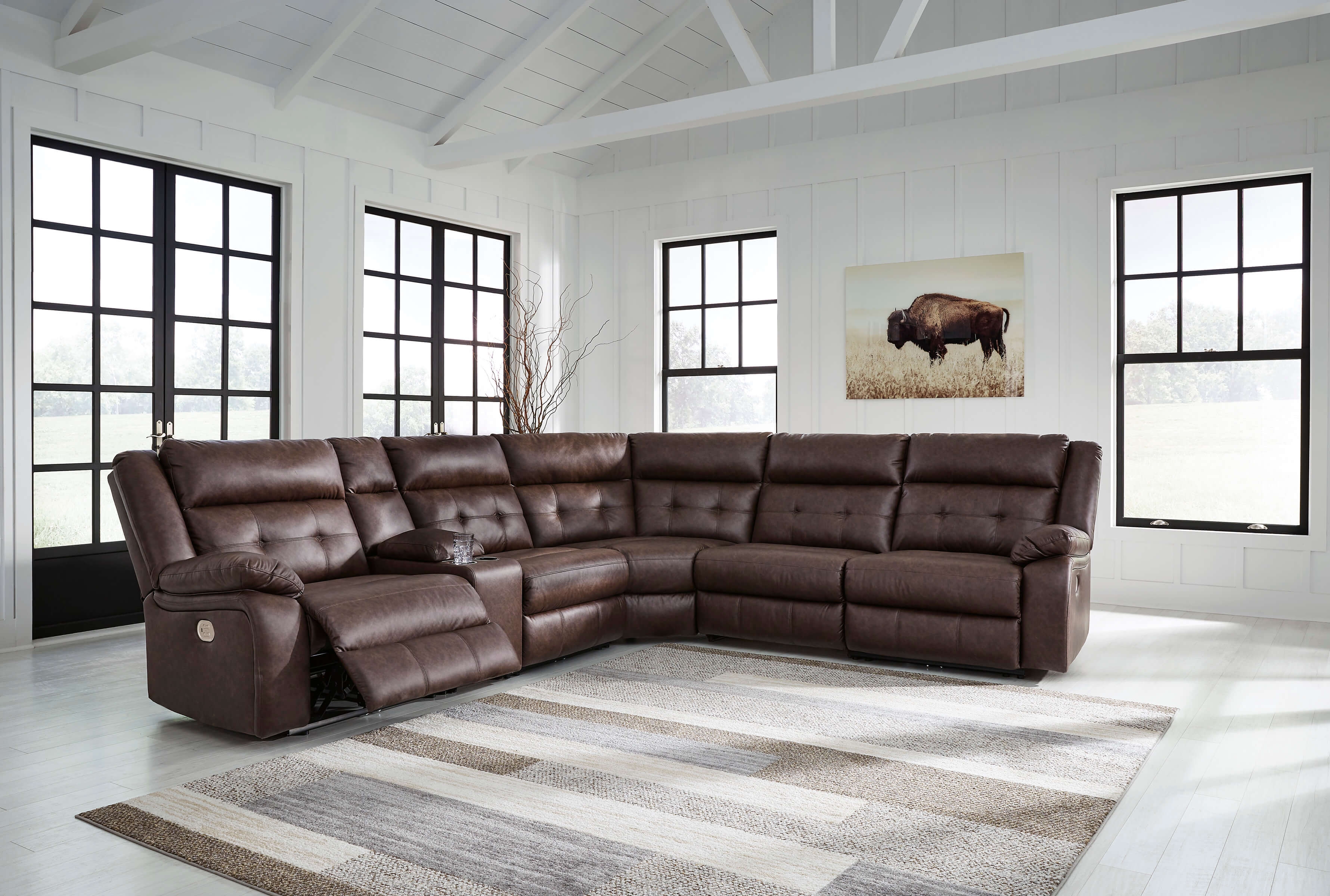 Punch Up 6-Piece Polyester/PU Power Reclining Sectional Sofa