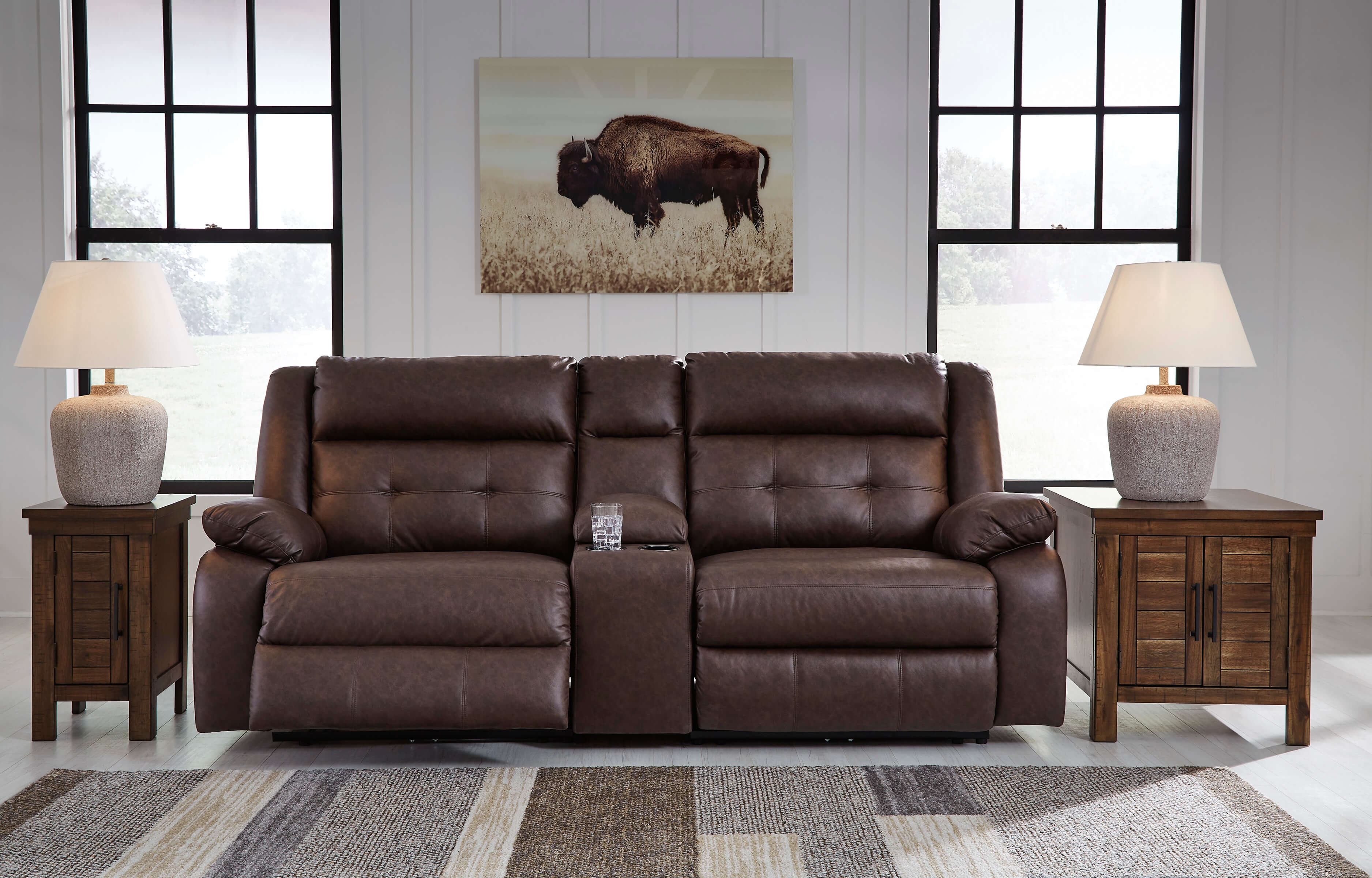 Punch Up Walnut Power Reclining Loveseat by Ashley