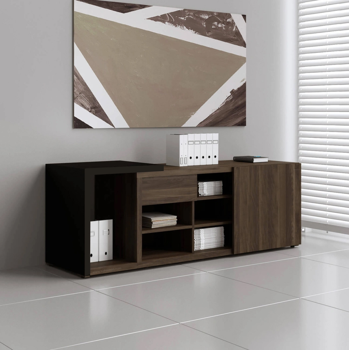 Mito Office Managerial Cabinet w/Lockable Drawer & Sliding Door