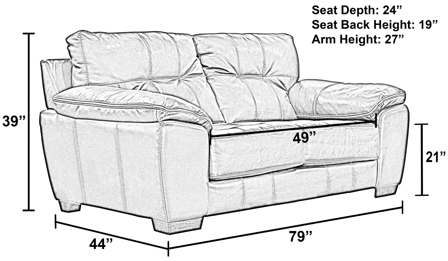SM Hudson Faux Leather Loveseat