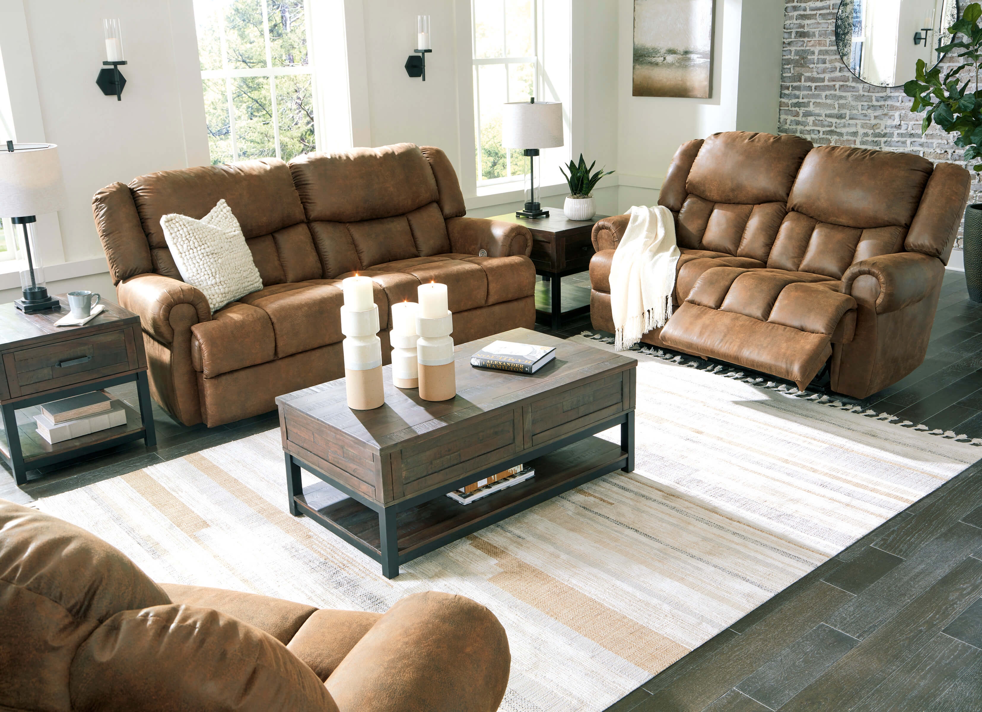 Ashley Boothbay Polyester Reclining Living Room Set