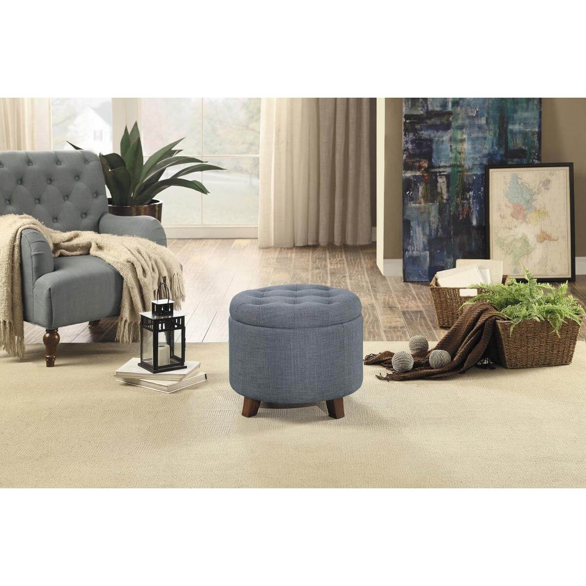 Cleo Fabric Ottoman by Homelegance