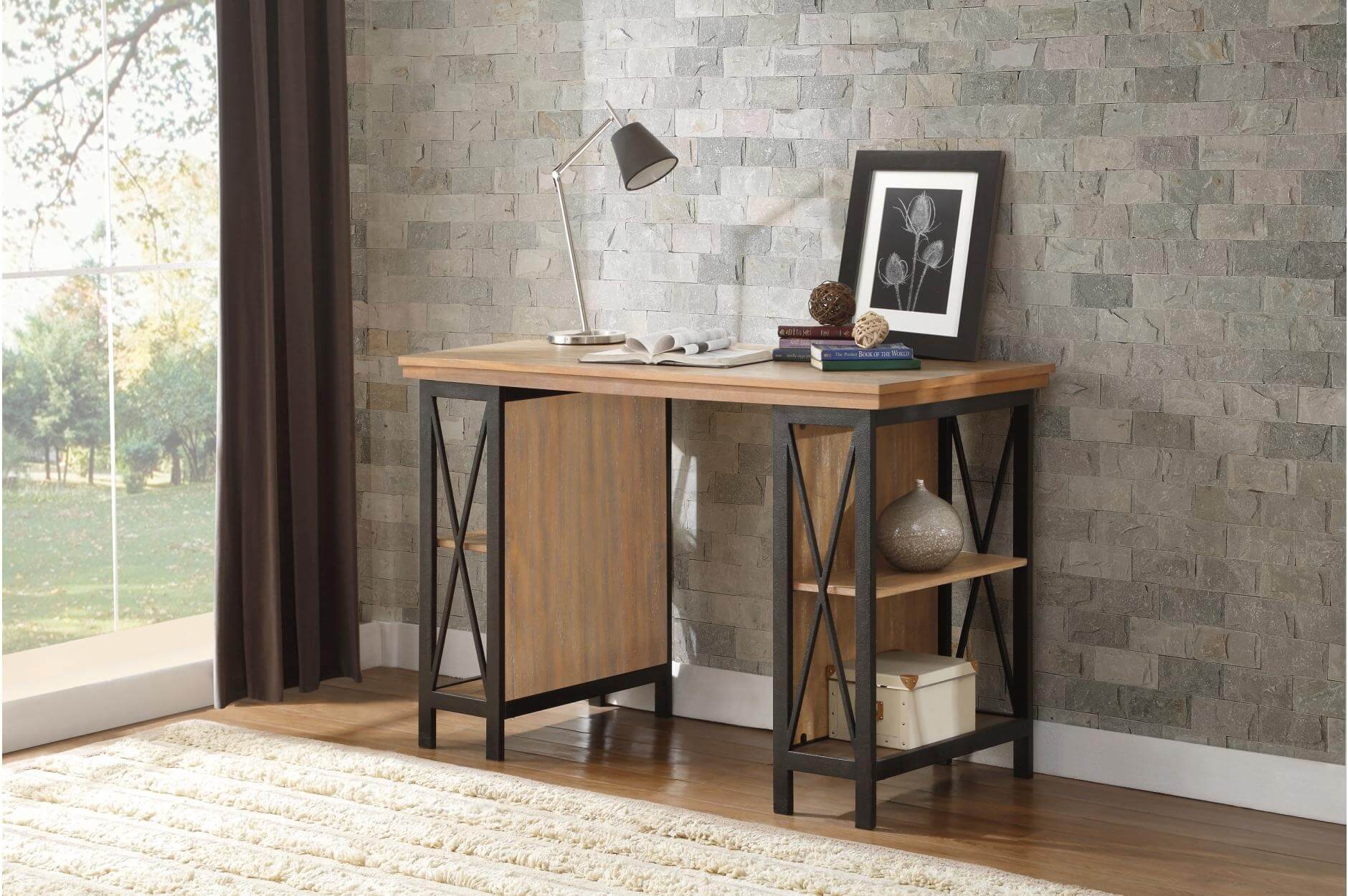 Penpoint Industrial Wood Writing Desk by Homelegance