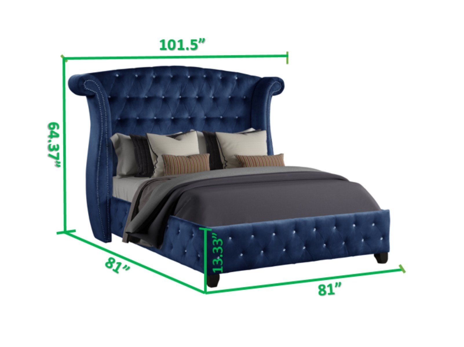 Sophia Fabric Upholstered King Size Bed