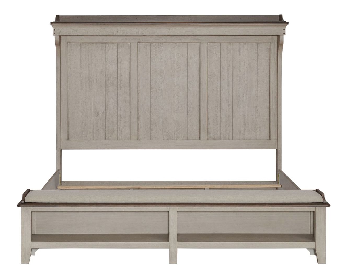 Ivy Hollow Linen/Wood King Size Mantle Storage Platform Bed