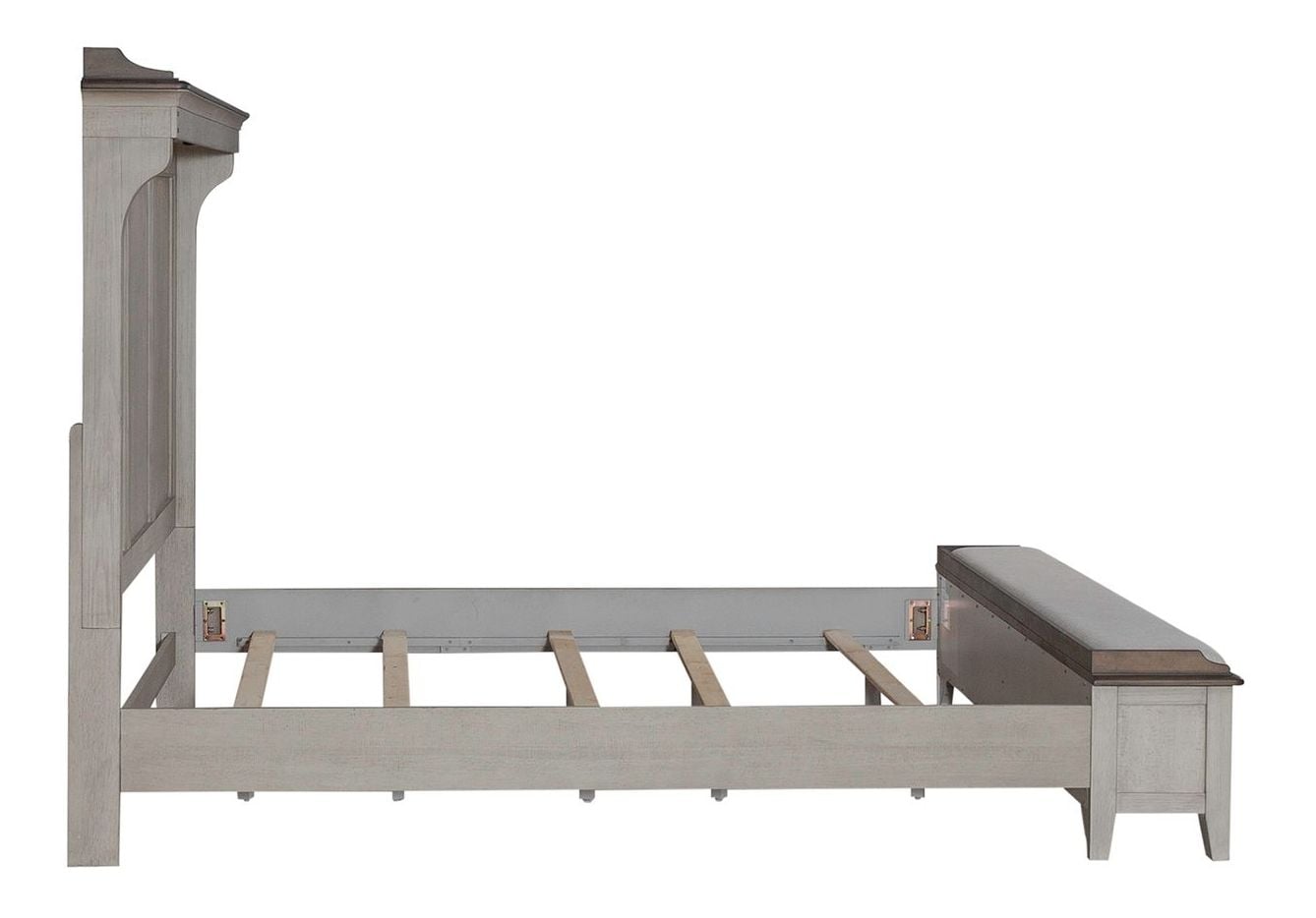 Ivy Hollow Linen/Wood King Size Mantle Storage Platform Bed