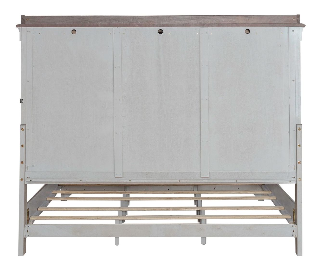 Ivy Hollow Linen/Wood California King Size Mantle Storage Platform Bed