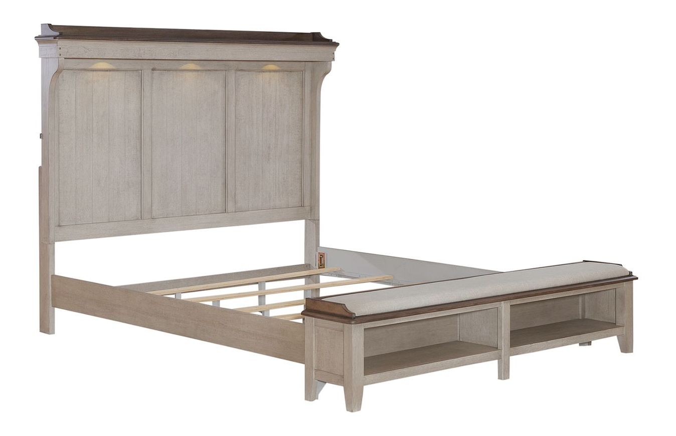 Ivy Hollow Linen/Wood California King Size Mantle Storage Platform Bed