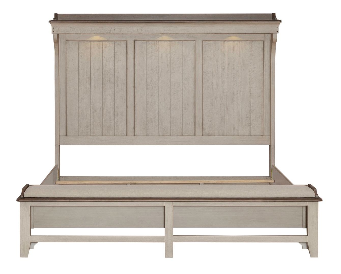 Ivy Hollow Linen/Wood California King Size Mantle Storage Platform Bed