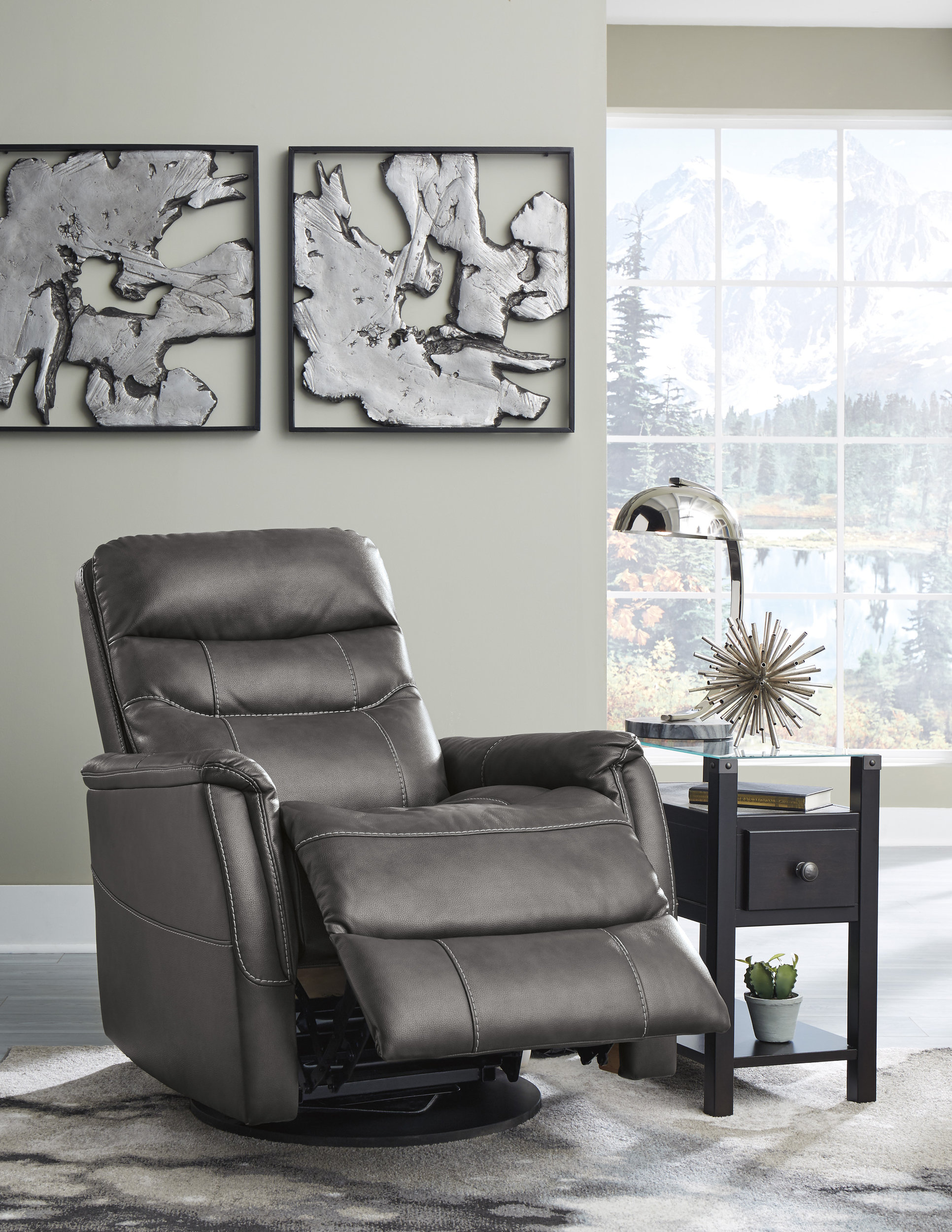 Riptyme Faux Leather Swivel Glider Recliner