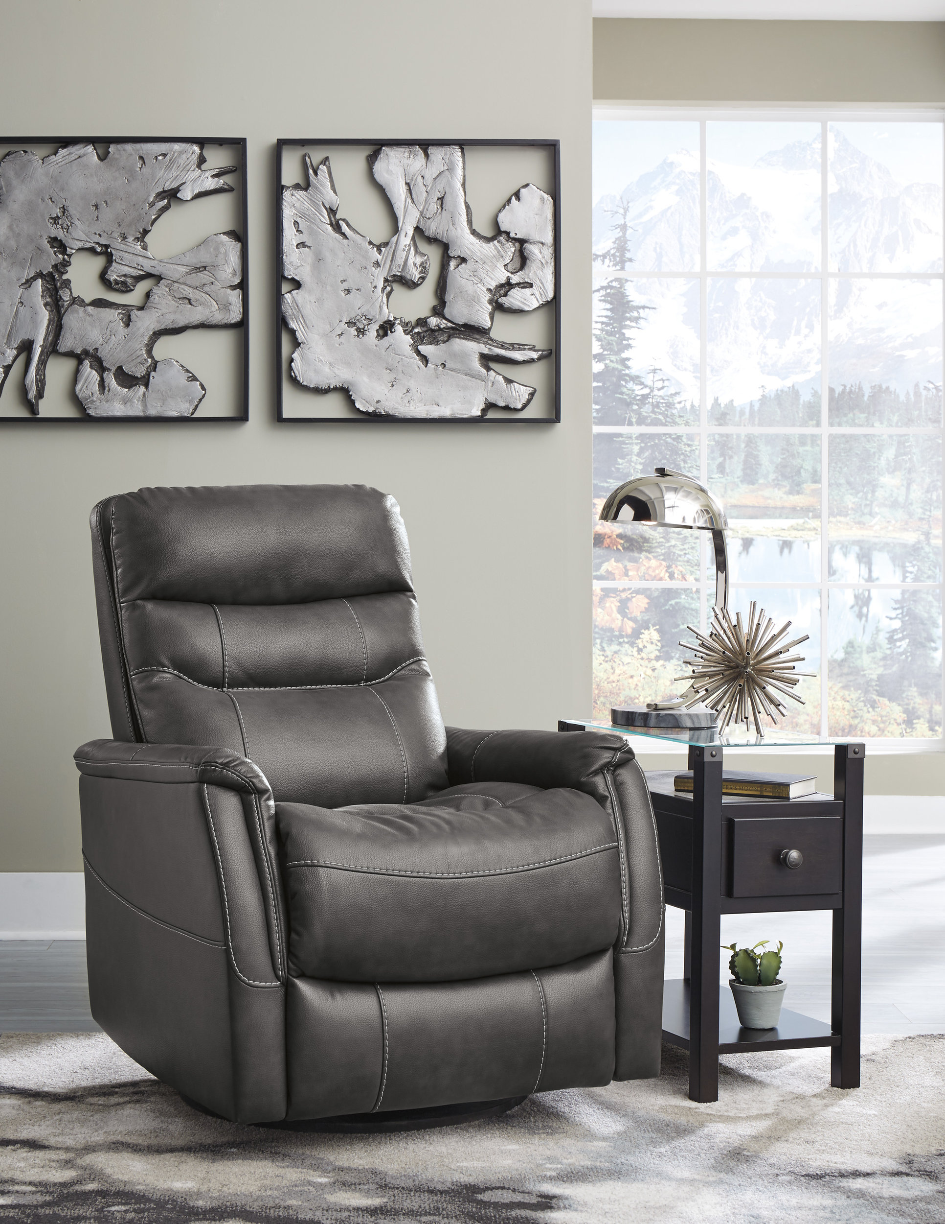 Riptyme Faux Leather Swivel Glider Recliner