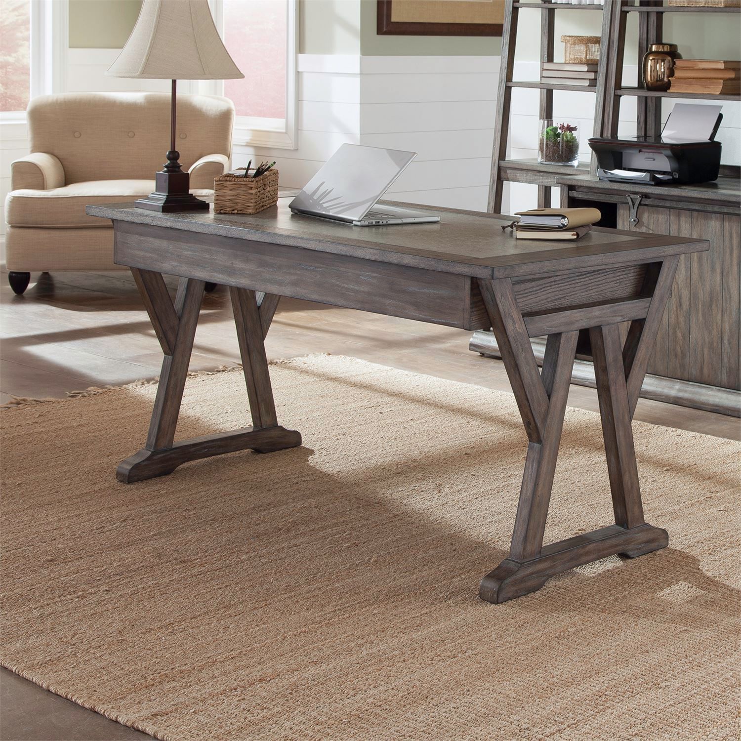Stone Brook Rectangular Concrete/Wood 3-Drawer Laptop Desk