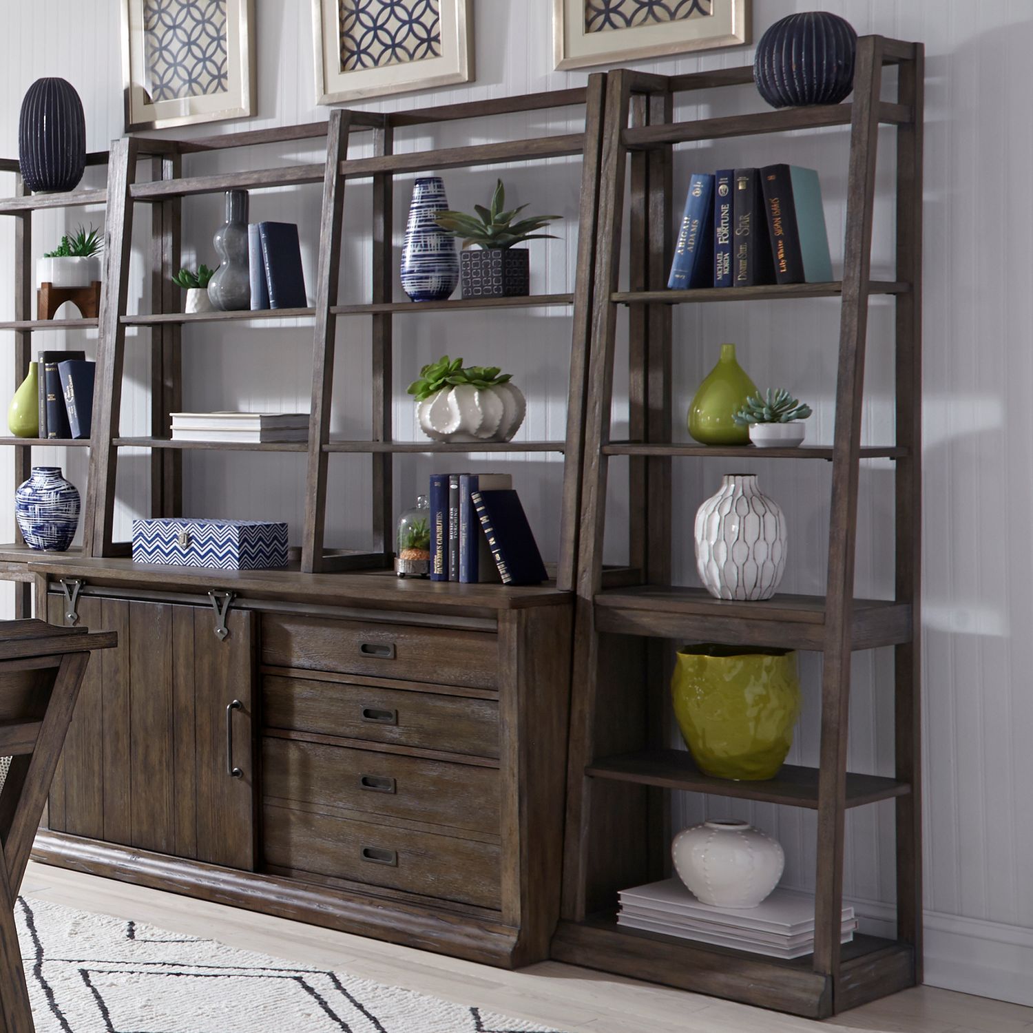Stone Brook Wood 6-Tier Leaning Bookcase