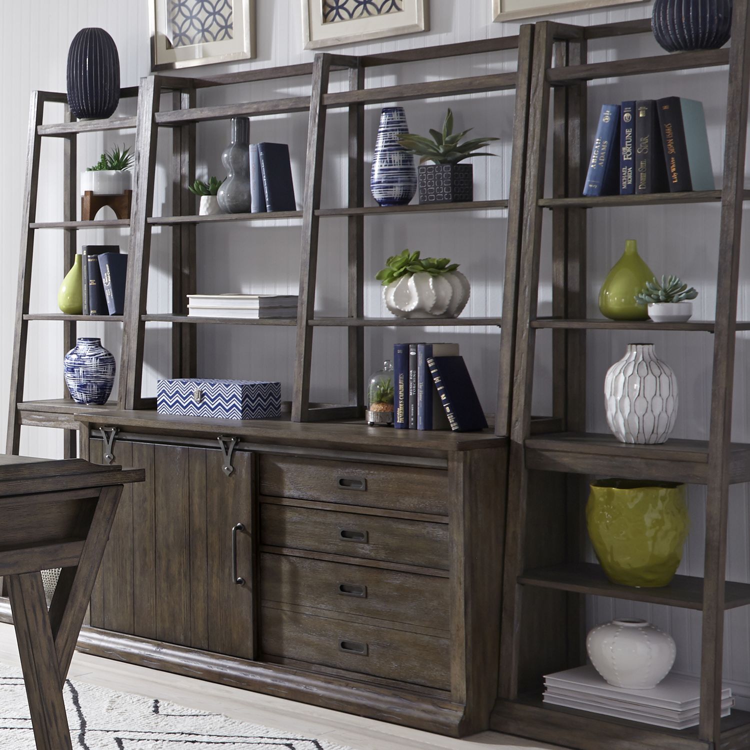Stone Brook Wood 4-Drawer 1-Sliding Door Jr Executive Credenza Set