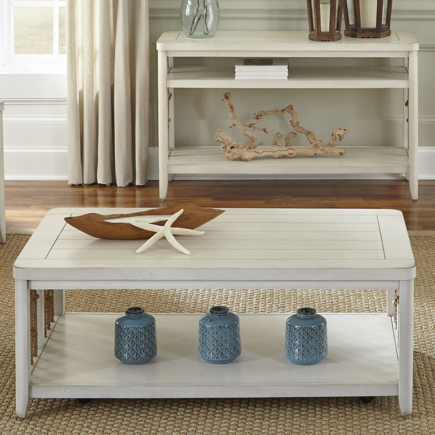 Dockside Rectangular Wood Cocktail Table Set | Rustic