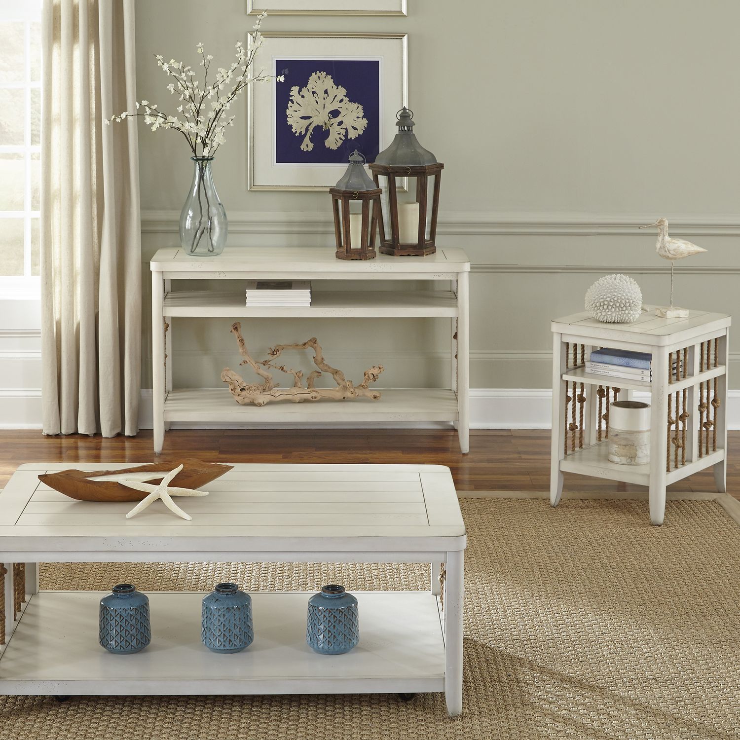 Dockside Rectangular Wood Cocktail Table Set | Rustic