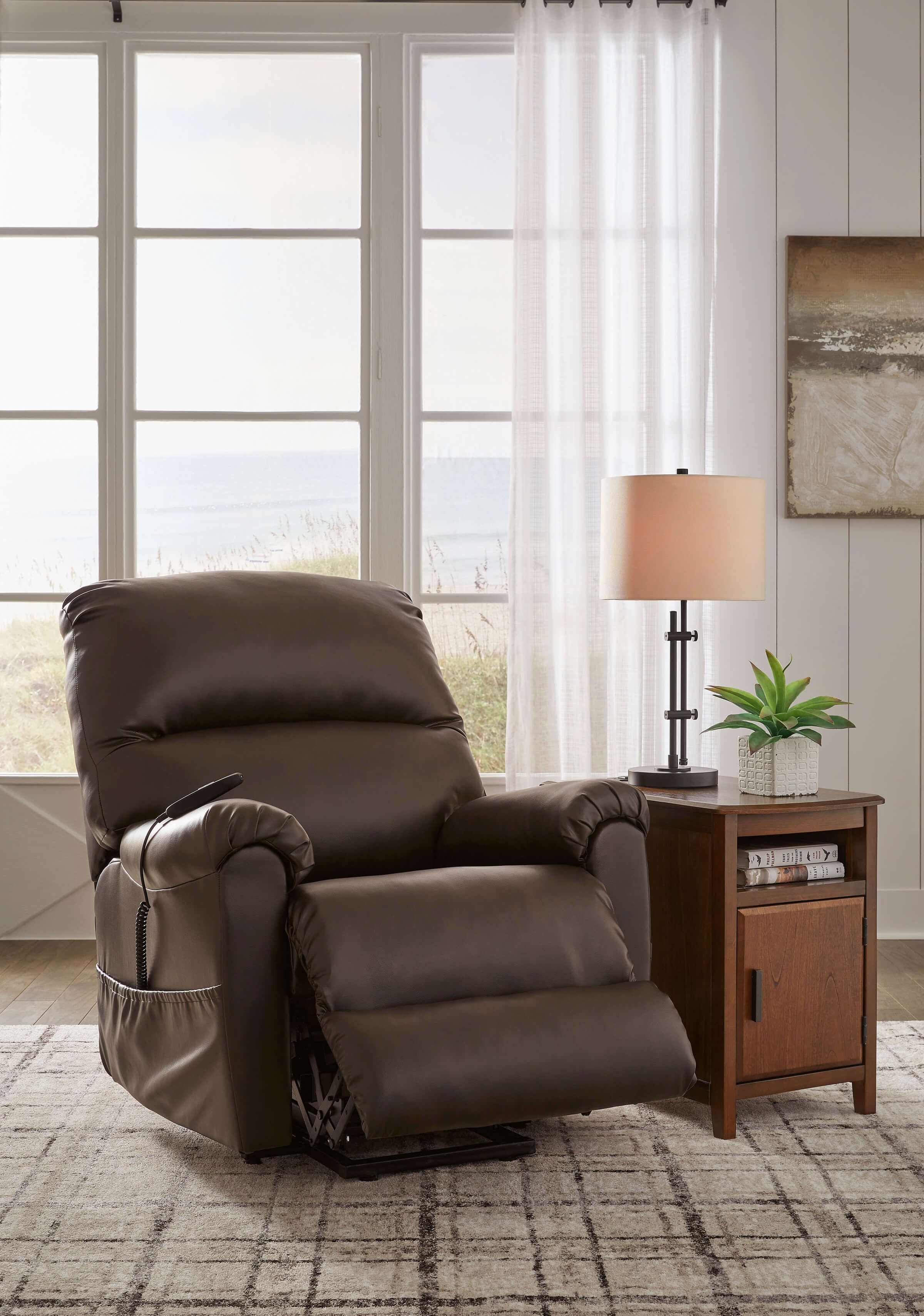 Shadowboxer Faux Leather Power Lift Recliner Chair