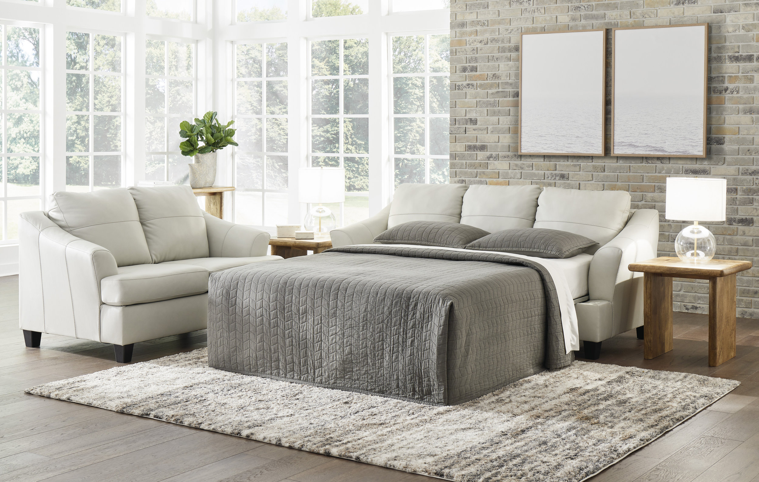 Genoa Leather/PVC Queen Sofa Sleeper